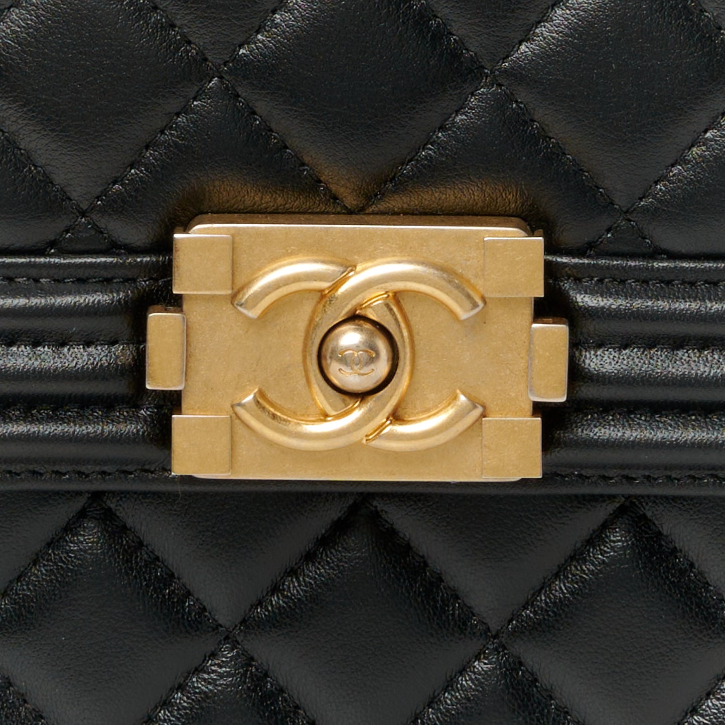 Calfskin Quilted North South Boy Flap Black
