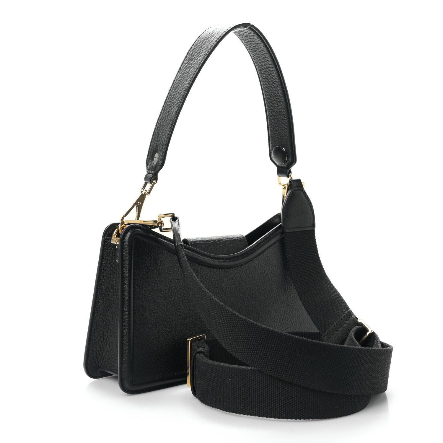 Valentino Garavani Grainy Calfskin VLogo Leather Shoulder Bag Black 3 of 9
