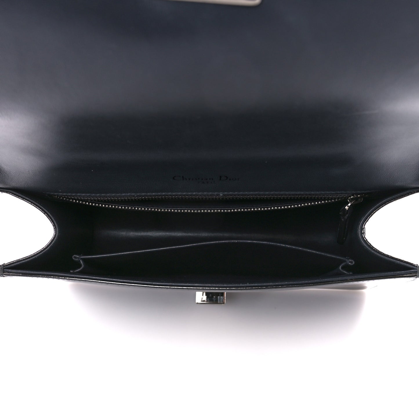 Metallic Calfskin Micro-Cannage Medium Diorama Flap Bag Graphite