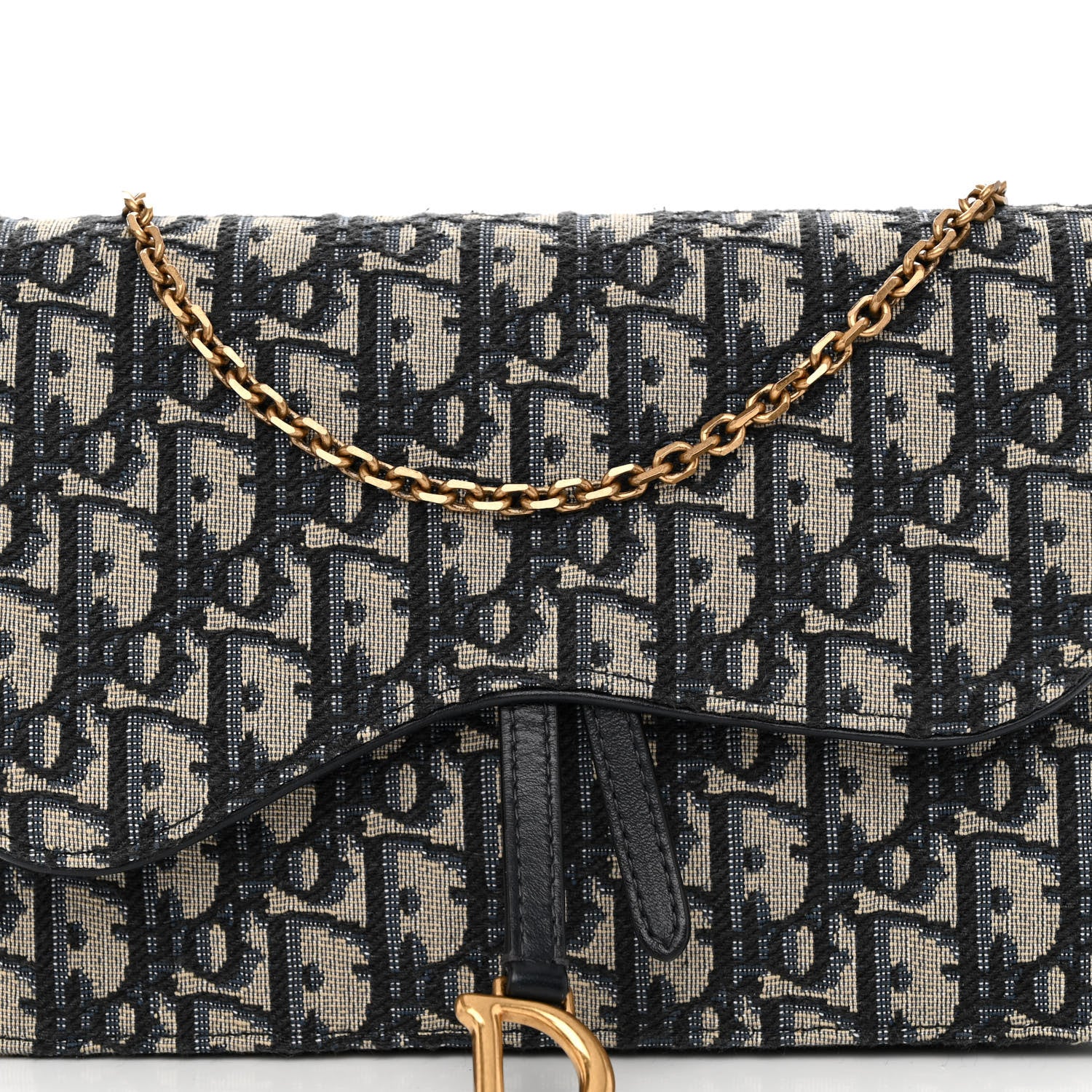 Christian Dior Oblique Saddle Chain Pouch Blue 7 of 9