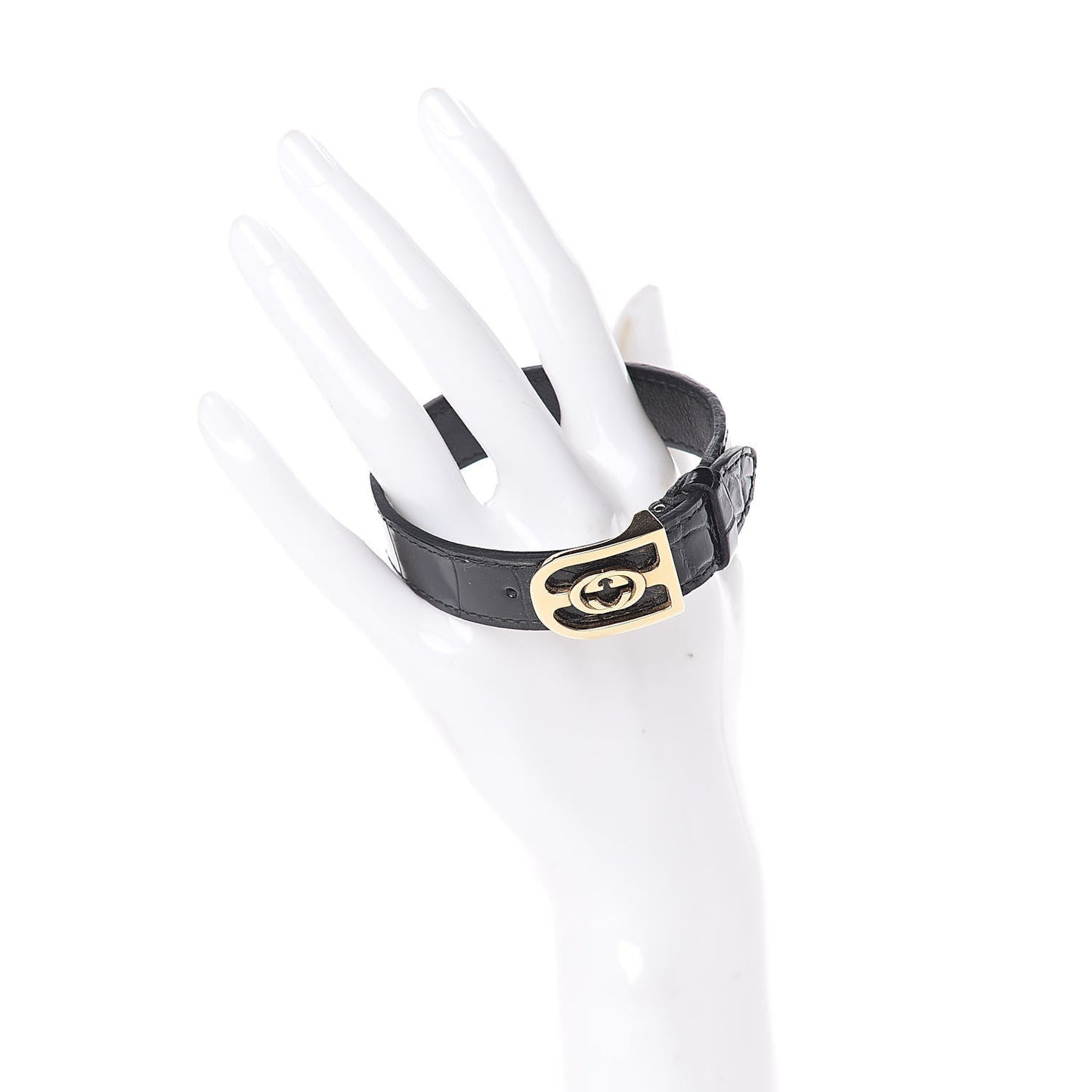 Crocodile Interlocking G Bracelet Large Black