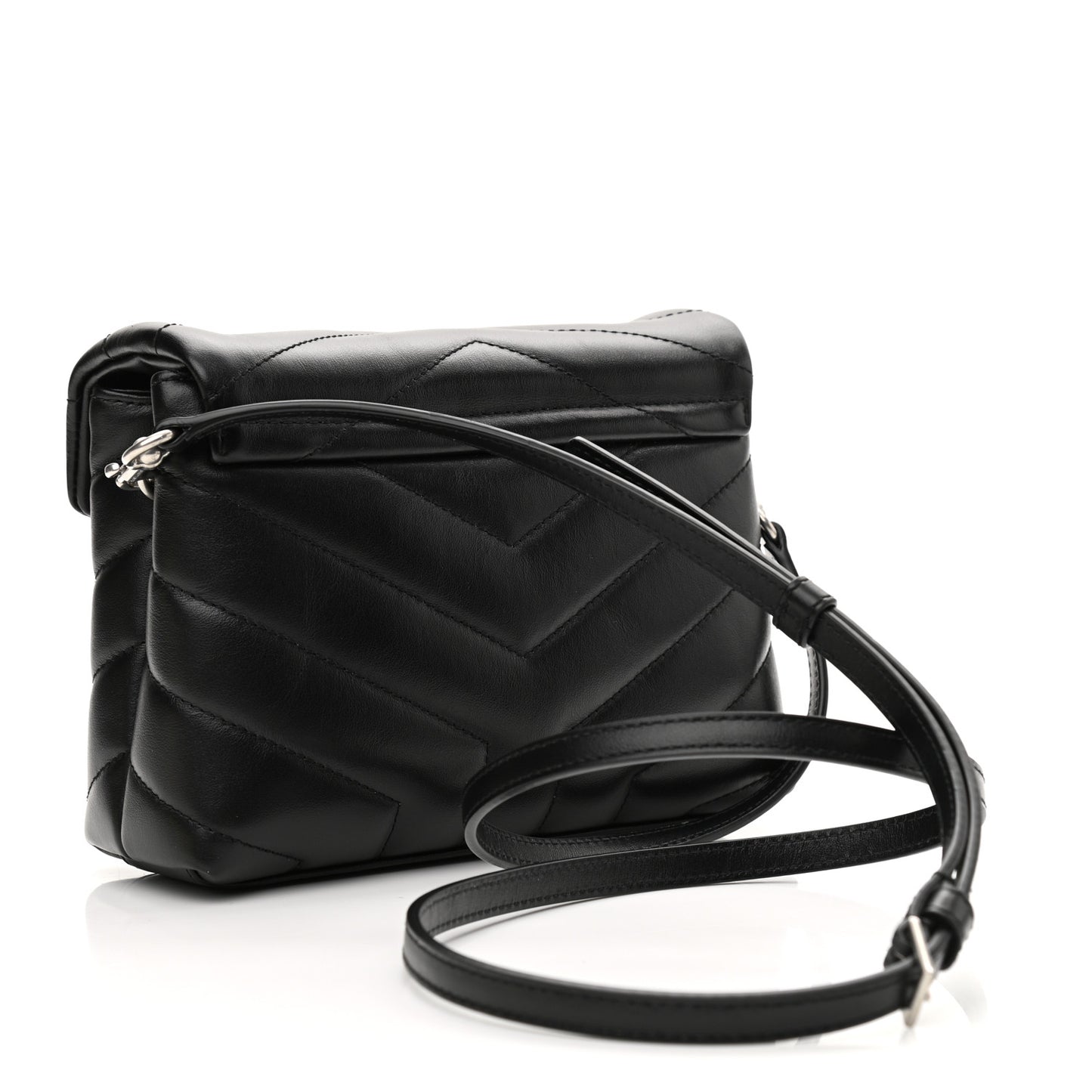 Calfskin Y Quilted Monogram Toy Loulou Crossbody Bag Black