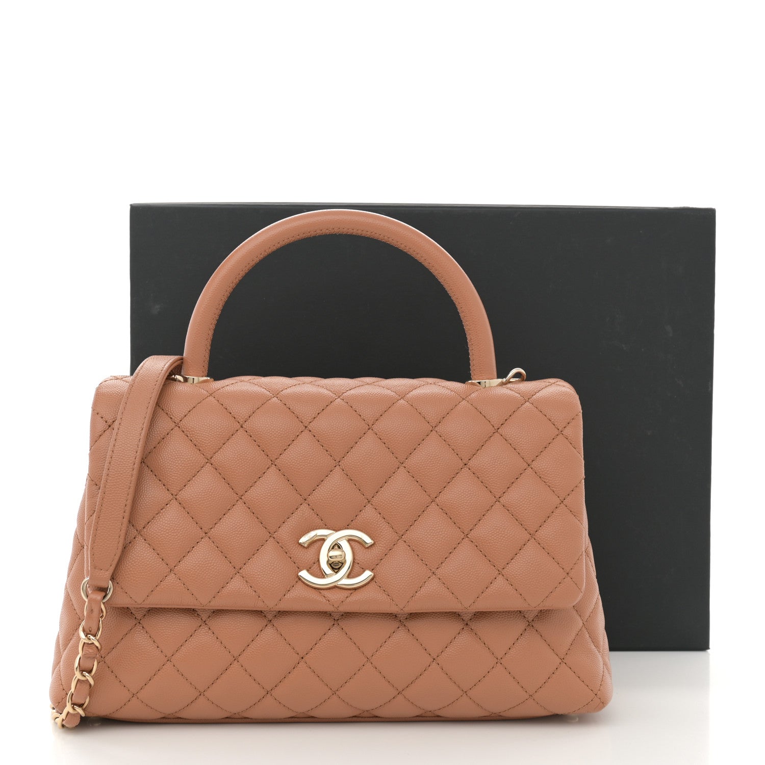 Chanel Caviar Quilted Small Coco Handle Flap Beige 12 of 12