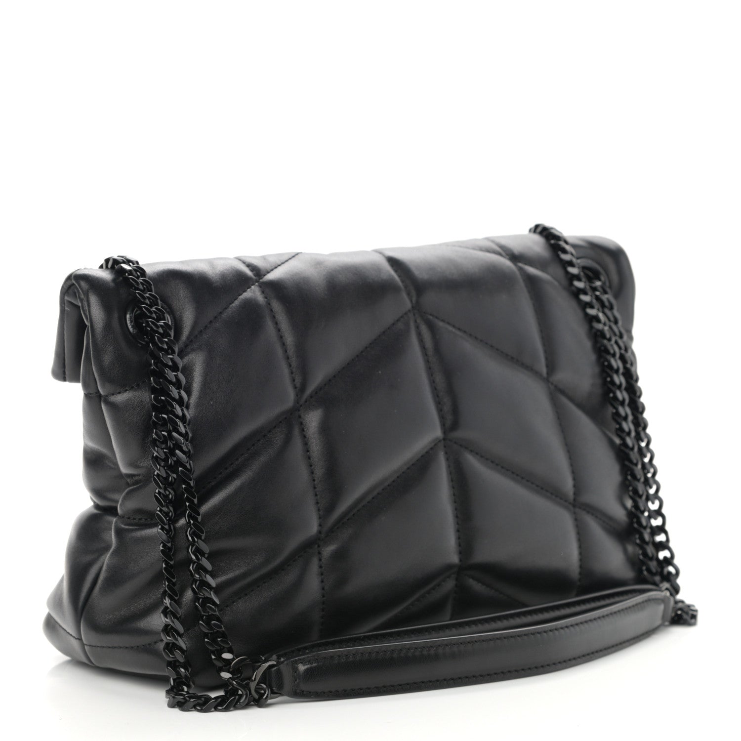Saint Laurent Lambskin Quilted Small Loulou Puffer Monogram Chain Satchel Black 2 of 10