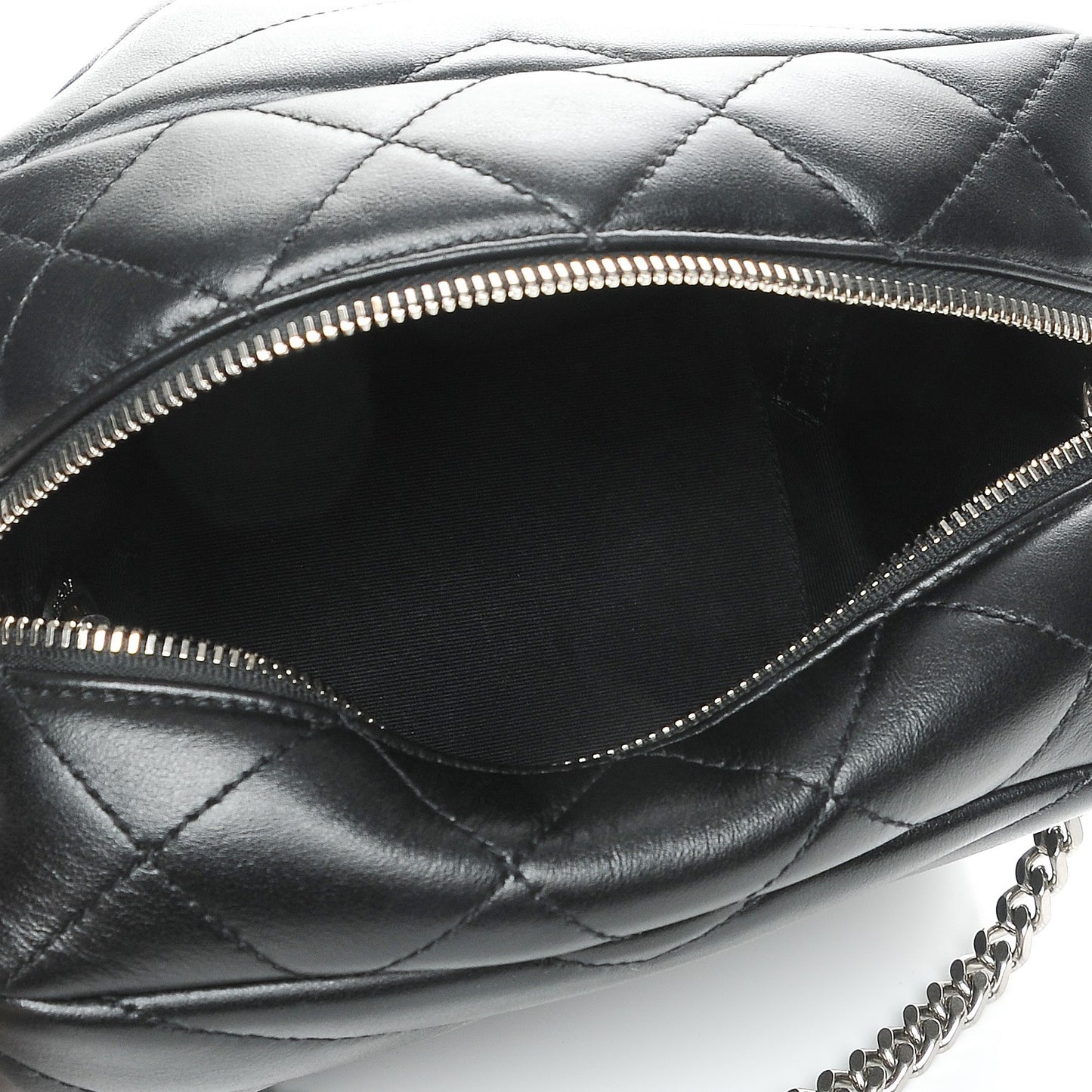 Calfskin Y Quilted Monogram Small Loulou Bowling Bag Black
