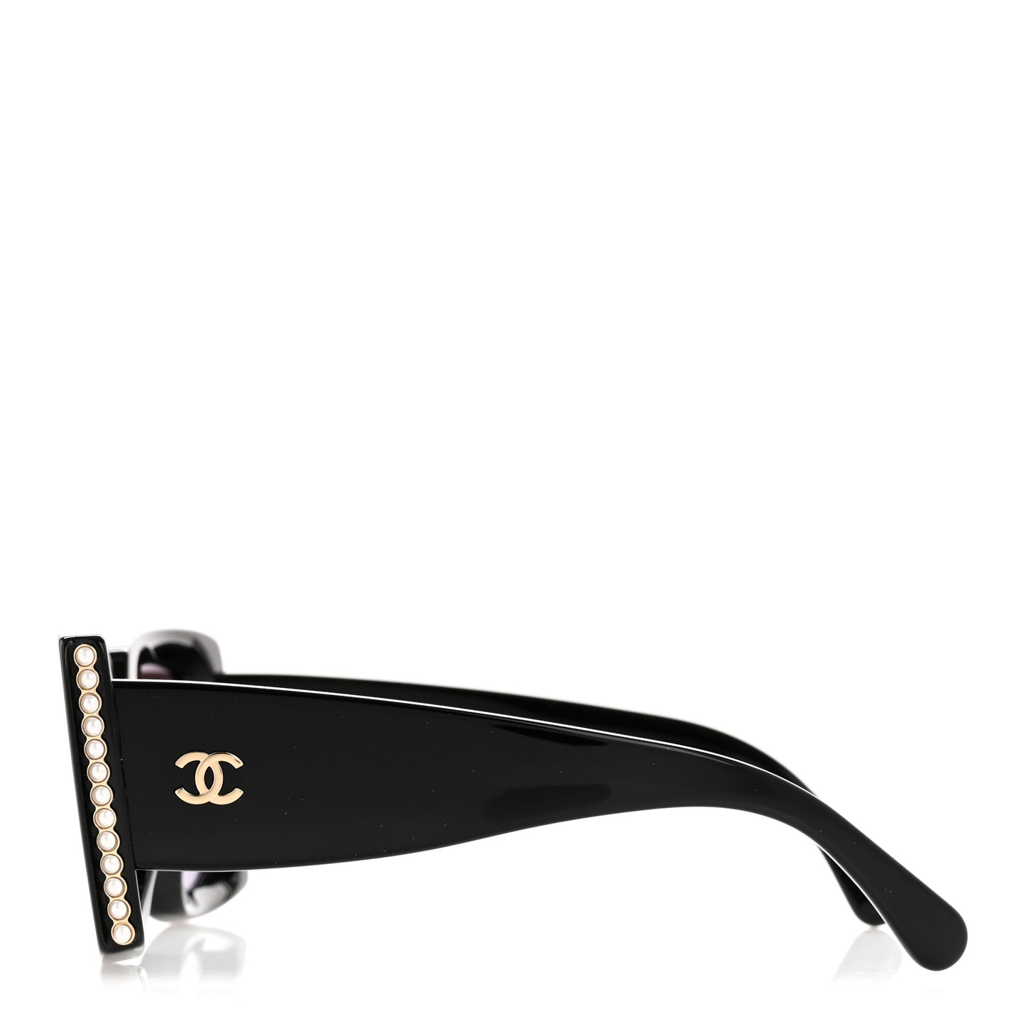 Acetate Pearl Rectangle Sunglasses 5480-H-A Black