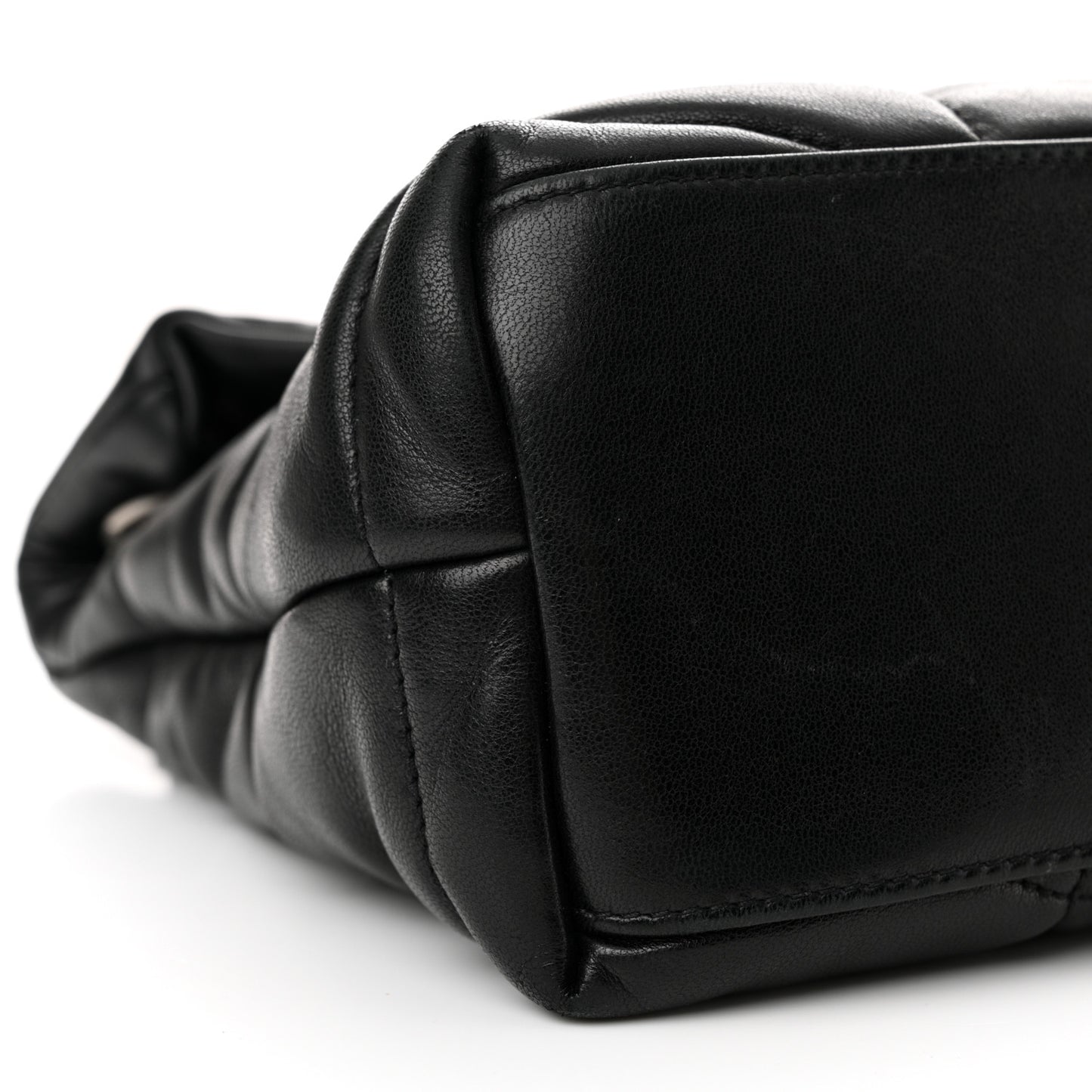 Lambskin Quilted Small Loulou Puffer Monogram Chain Satchel Black