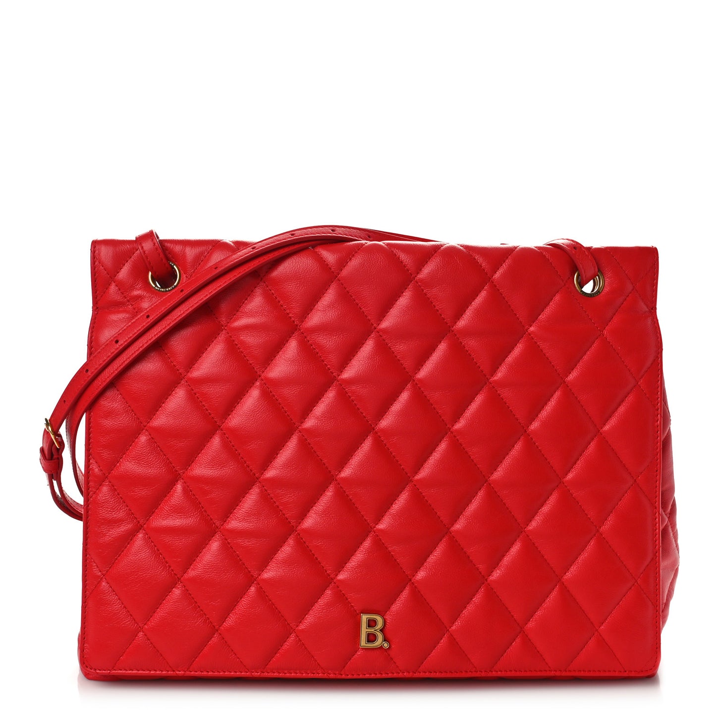 Nappa Calfskin Quilted Large Touch B Shoulder Bag Bright Red