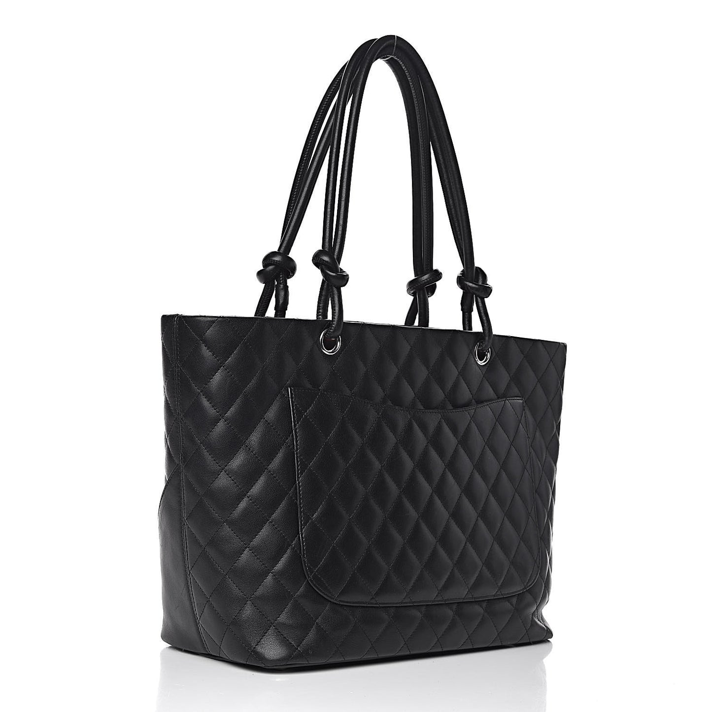 Calfskin Quilted Large Cambon Tote Black