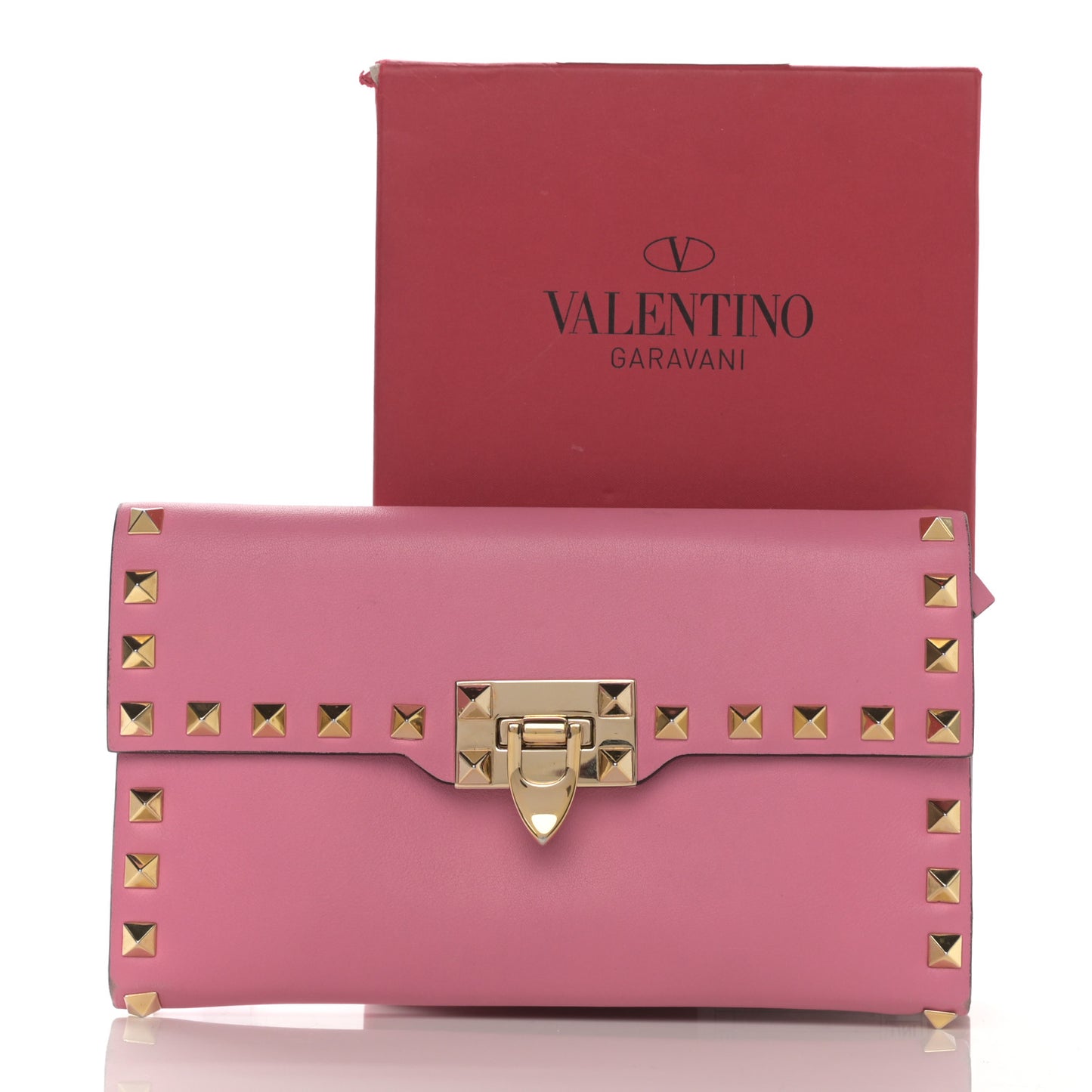 Calfskin Rockstud Flip Lock Wallet Ninphea