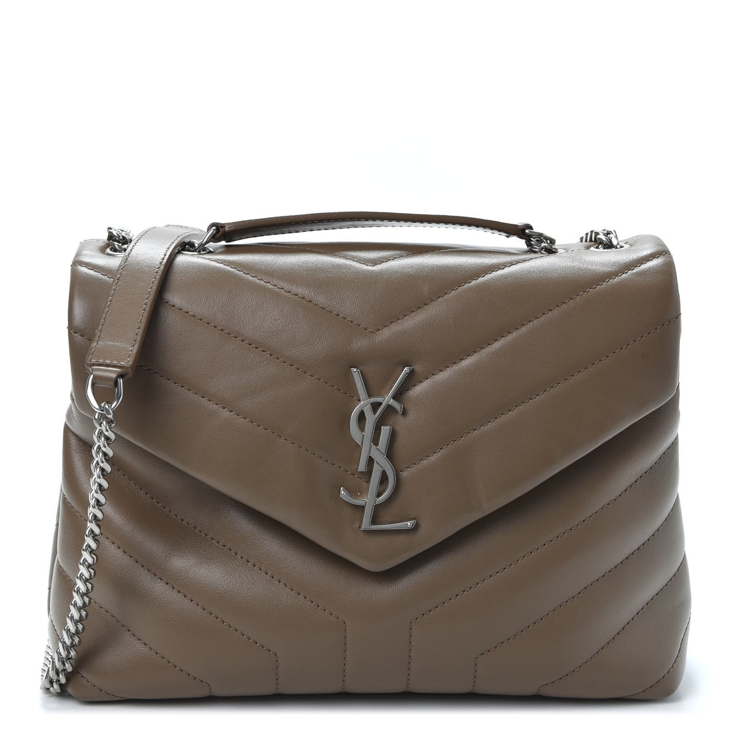 Calfskin Y Quilted Monogram Small Loulou Chain Satchel Faggio