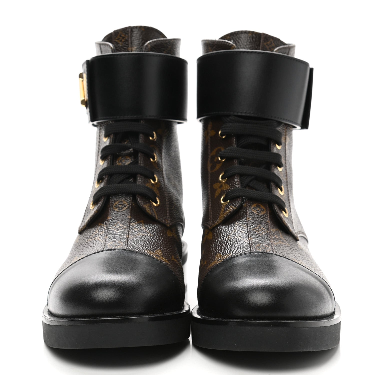 Louis Vuitton Calfskin Monogram Wonderland Flat Ranger Boots 39.5 Black 2 of 9