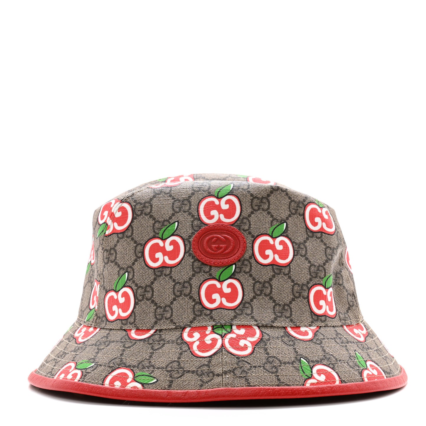 GG Supreme Monogram Apple Textured Dollar Calfskin Retro Interlocking G Fedora Pomme Bucket Hat L Beige Ebony Red