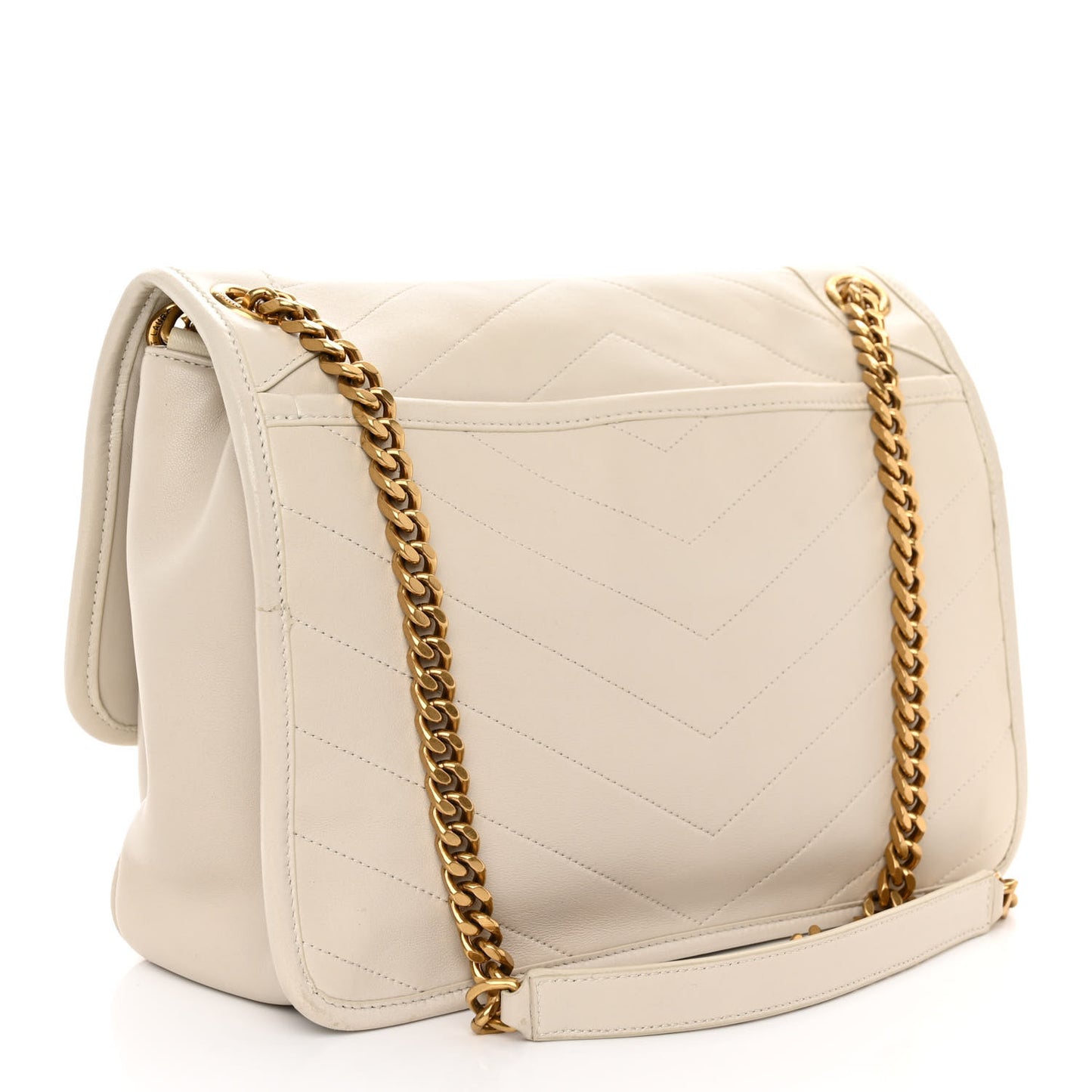 Lambskin Matelasse Monogram Medium Niki Chain Satchel Crema Soft