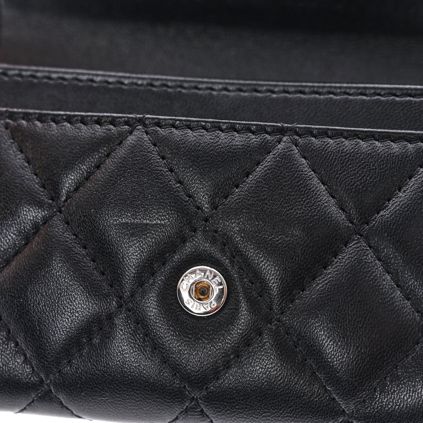Lambskin Quilted Flap Card Holder Wallet So Black