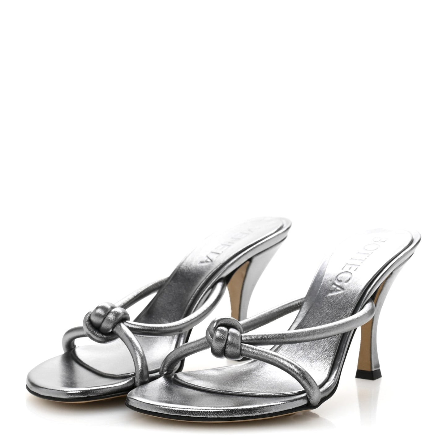 Metallic Blink Knot Mule Sandals 36.5 Silver