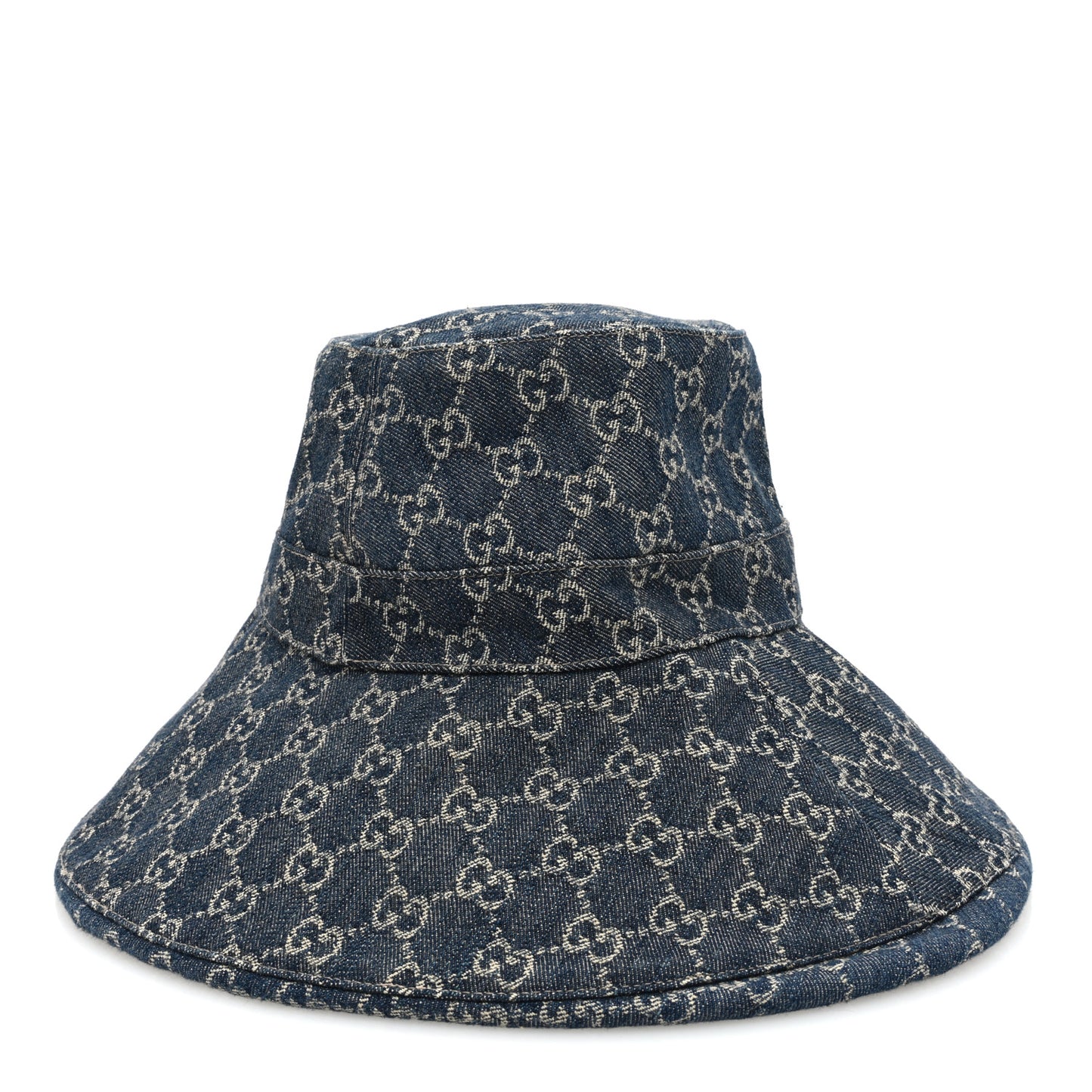 Denim GG Monogram Brim Hat XL Blue Ivory
