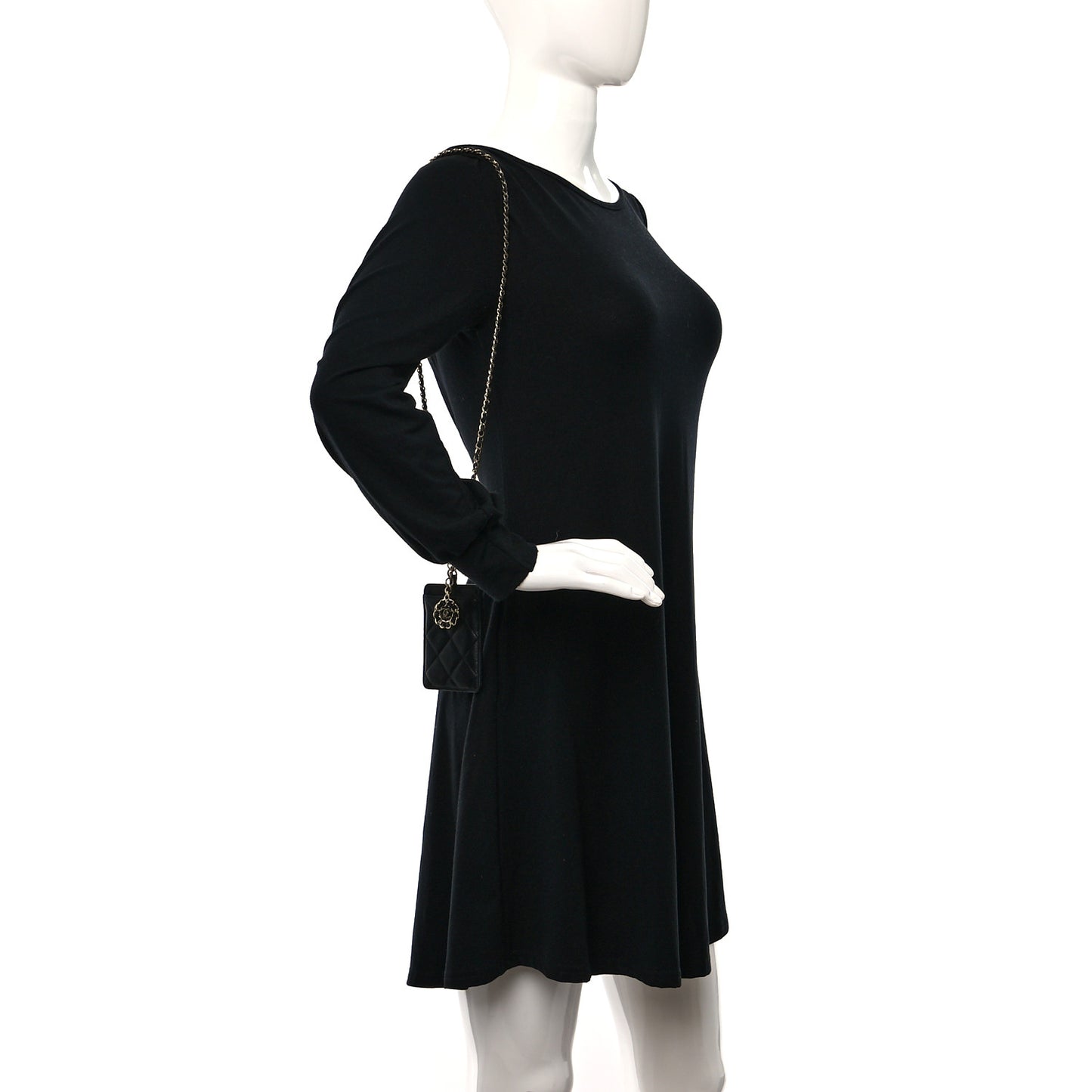 Lambskin Quilted Card Holder On Chain Black