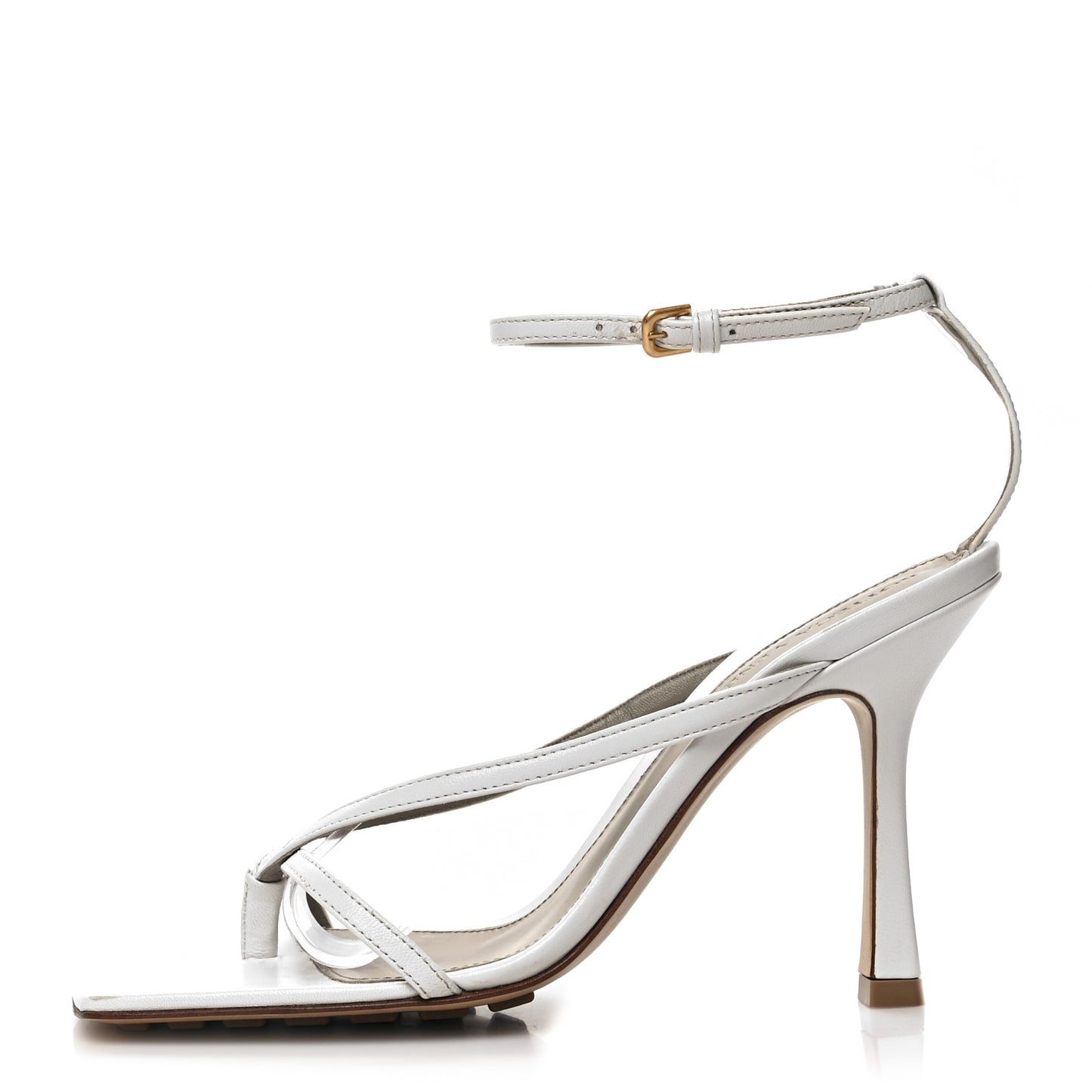 Lambskin Stretch Multi Strap 90mm Sandals 36.5 Optic White