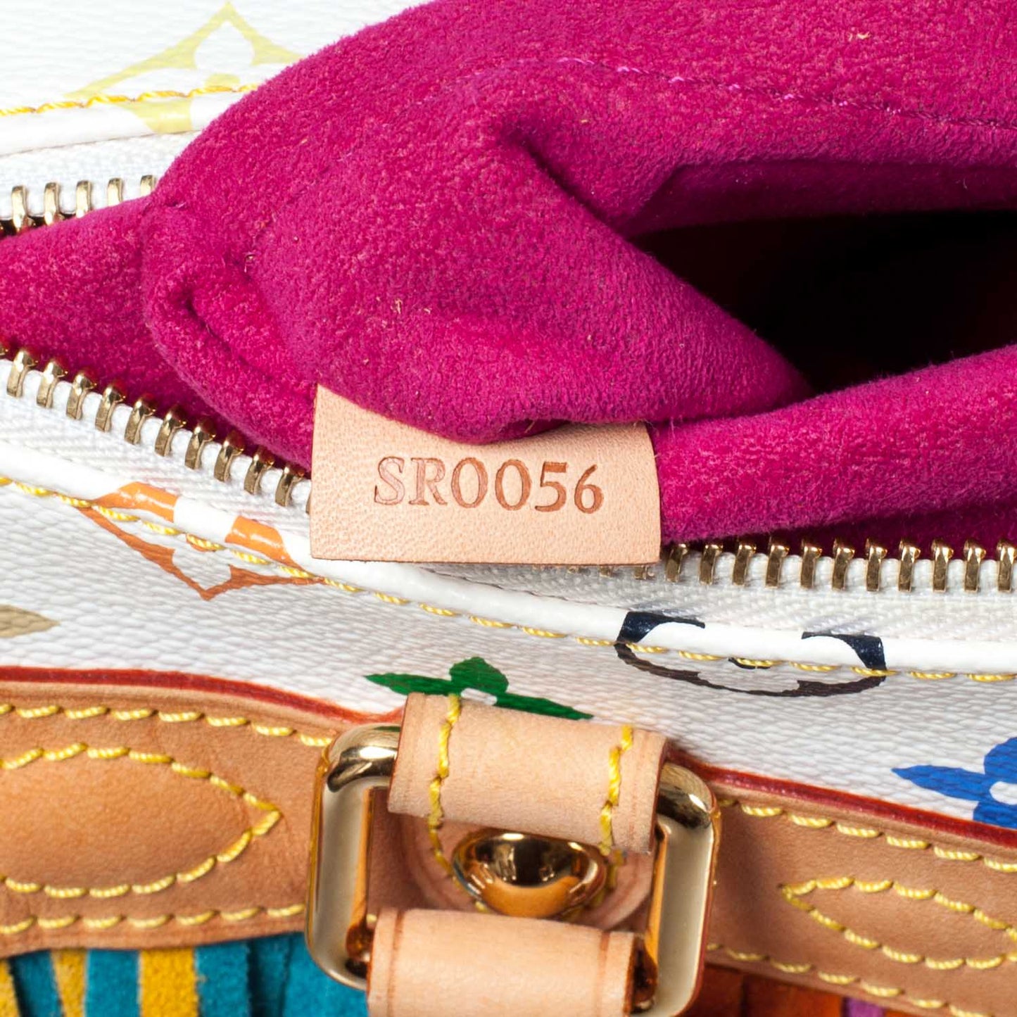 Monogram Multicolor Fringe Speedy 25 White