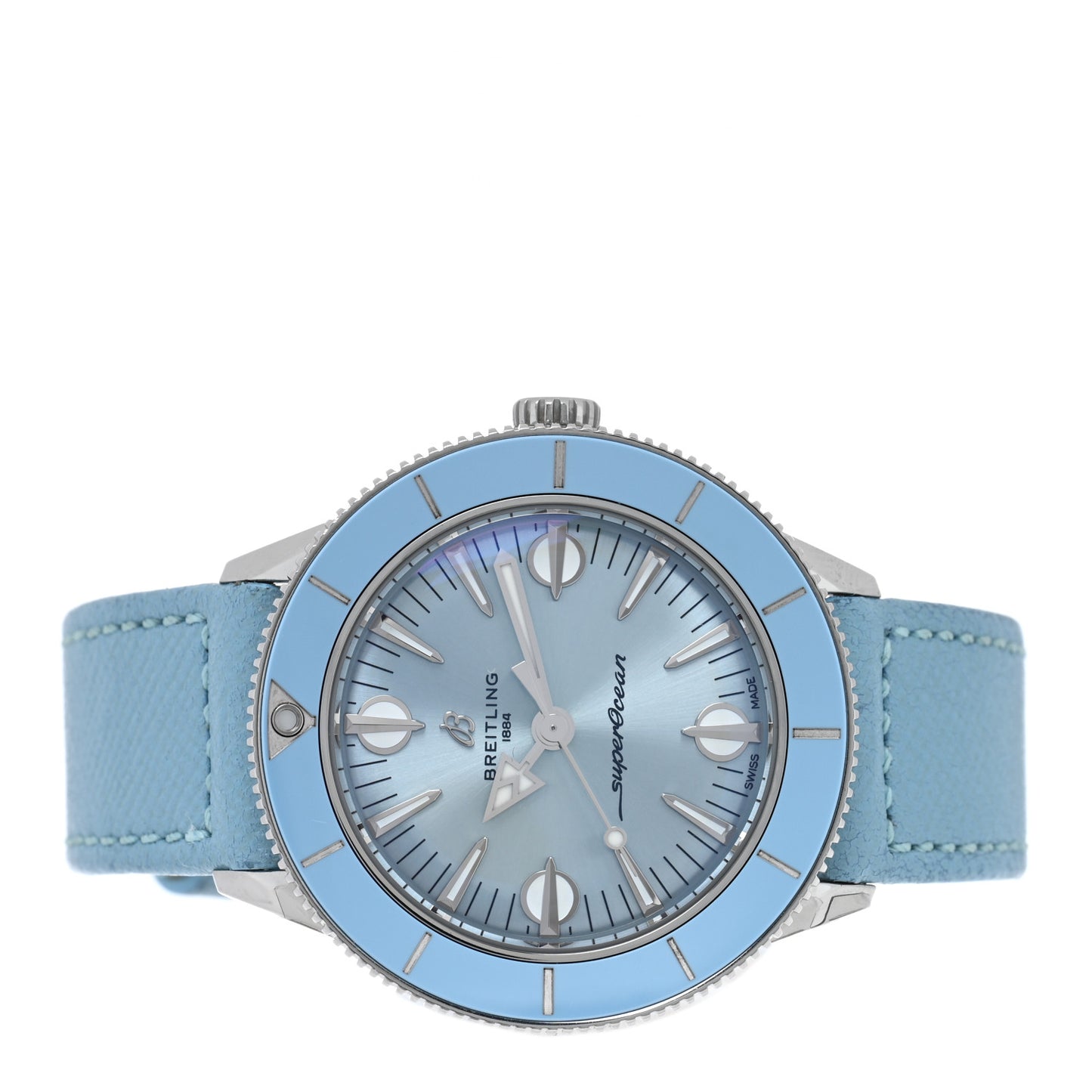 Stainless Steel Calfskin 38mm Superocean Heritage 57 Pastel Paradise Automatic Watch Blue A10340161C1X1