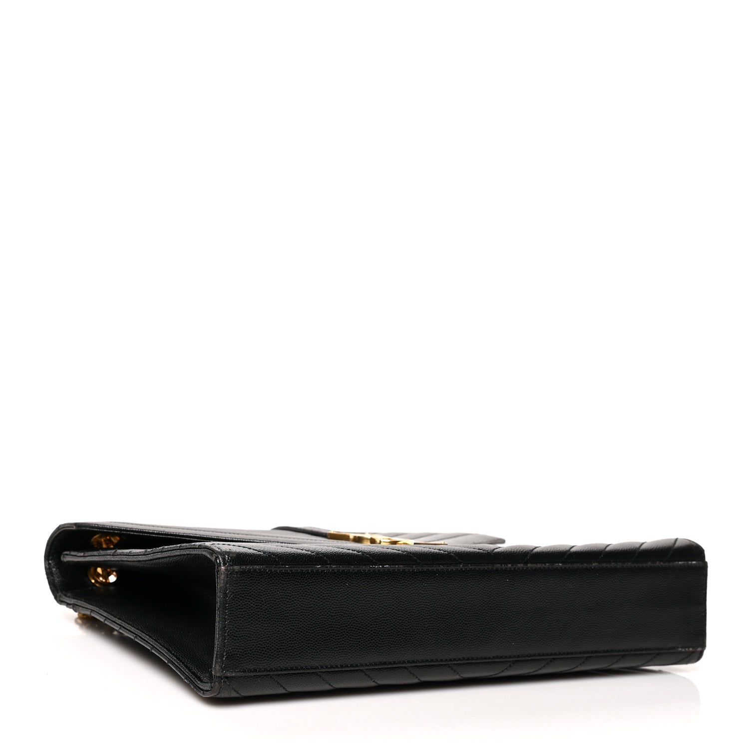 Saint Laurent Grain De Poudre Matelasse Chevron Large Monogram Satchel Black 4 of 14