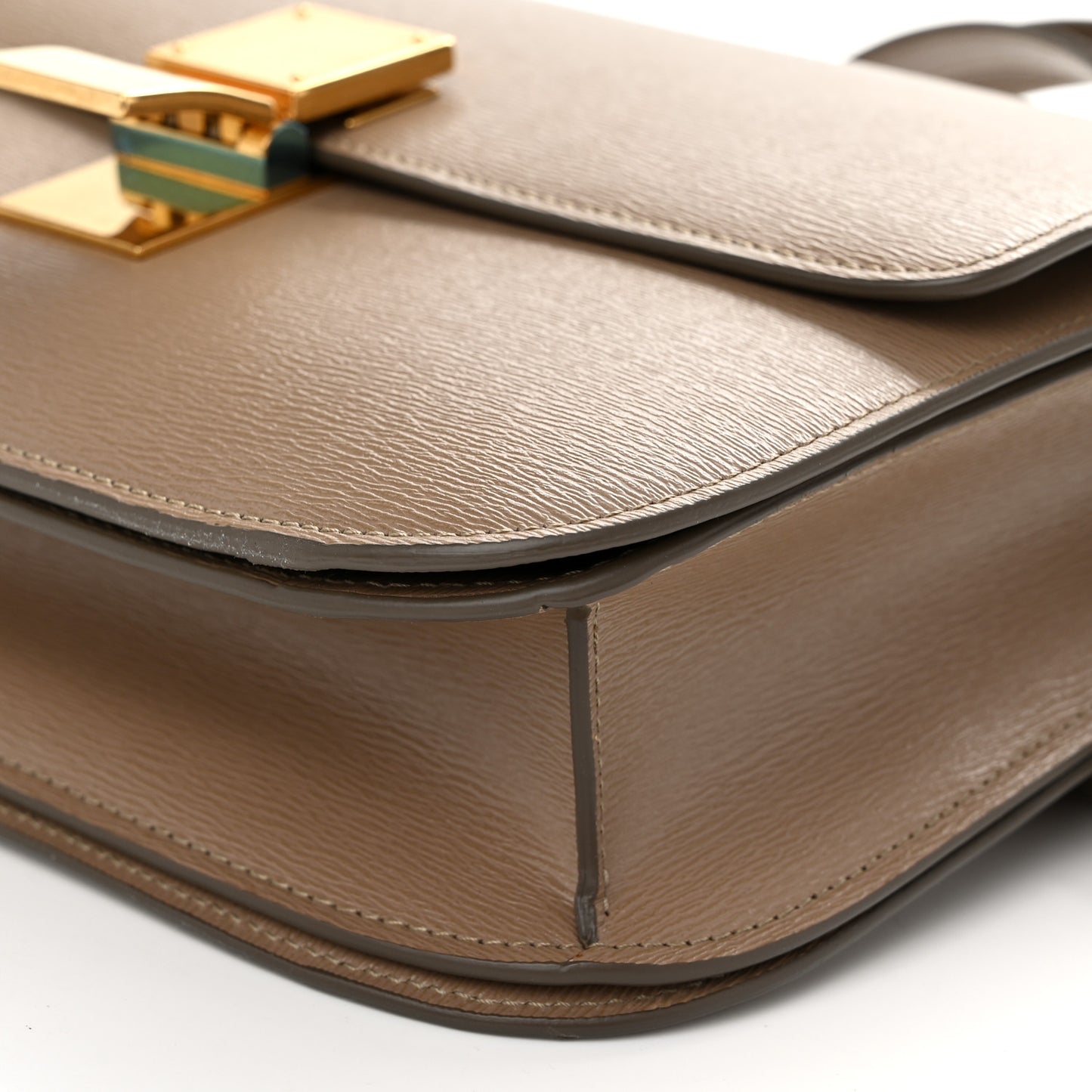 Liege Calfskin Medium Classic Box Flap Bag Taupe