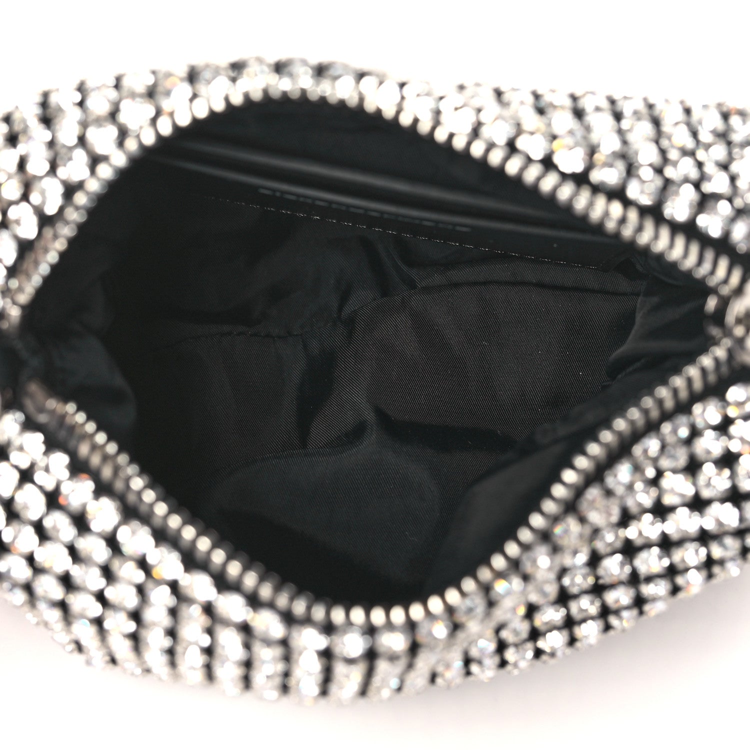 Alexander Wang Mesh Crystal Rhinestone Mini Heiress Pouch Black Silver 5 of 10