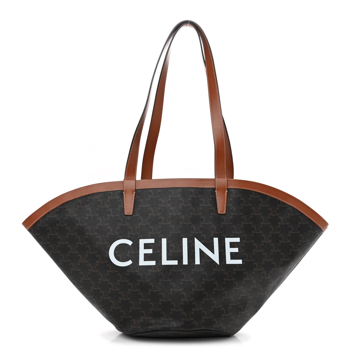 Celine Calfskin Canvas Triomphe Medium Couffin Tan 1361536
