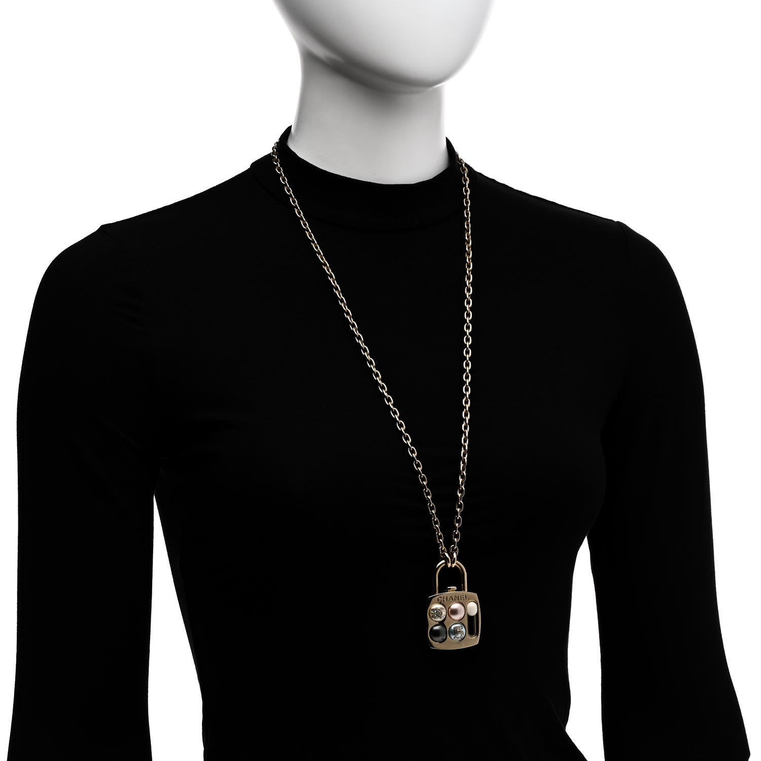 Chanel Pearl Resin Crystal CC No 5 Eyeshadow Pendant Necklace Multicolor 2 of 7