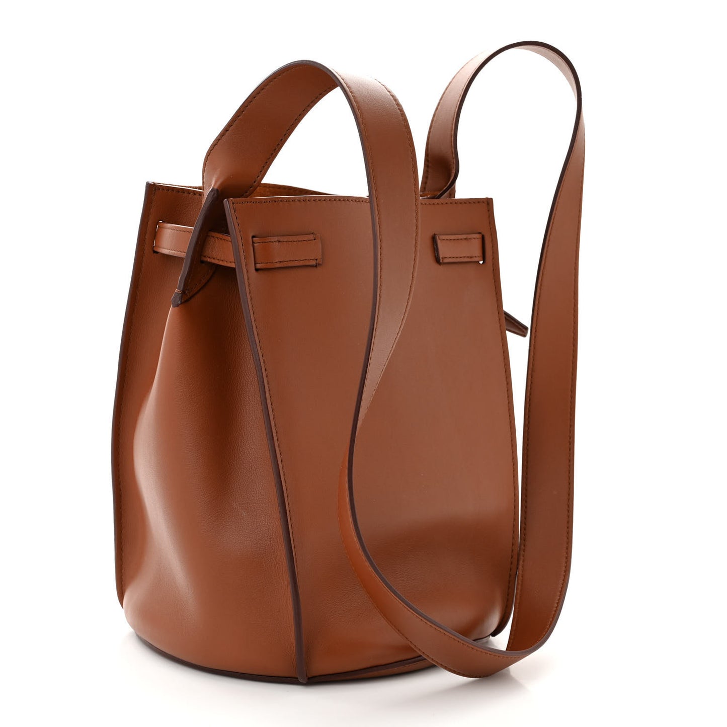 Smooth Calfskin Long Strap Big Bucket Bag Tan