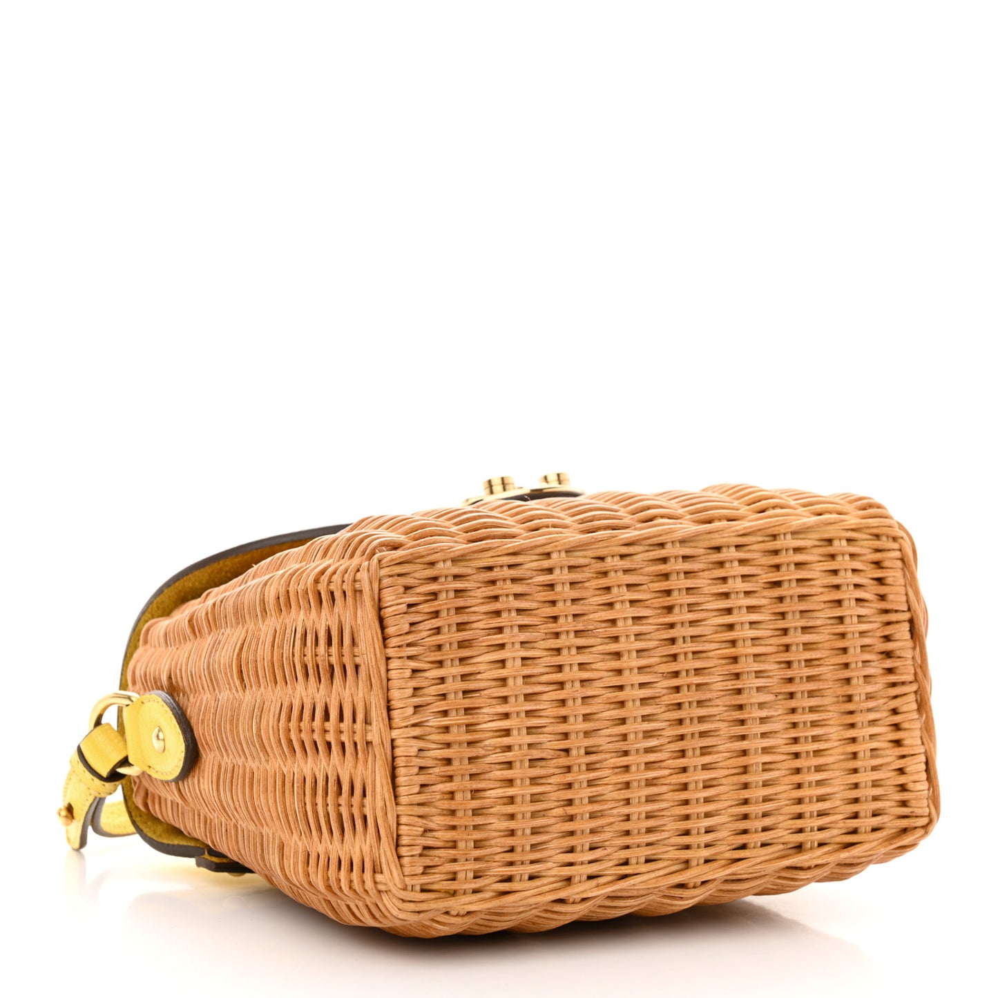 Goatskin Wicker Midollino Bag Yellow