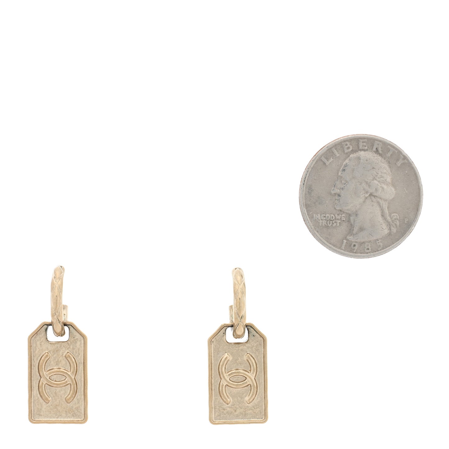 CC Tag Drop Earrings Gold