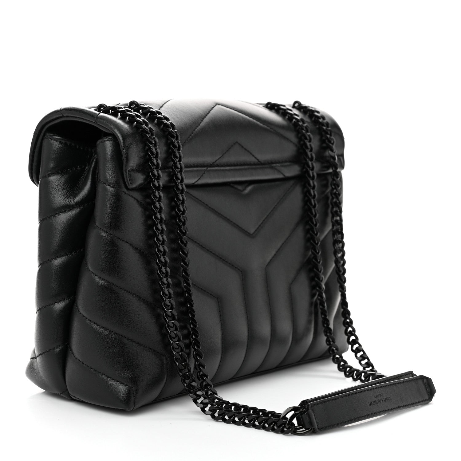 Saint Laurent Calfskin Y Quilted Monogram Monochrome Small Loulou Chain Satchel Black 3 of 10