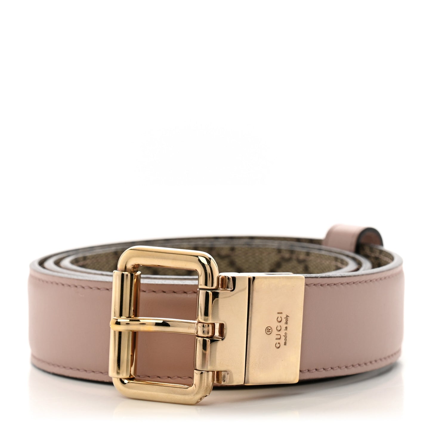 GG Supreme Monogram Selleria Calfskin Interlocking G 40mm Belt 85 34 Beige Ebony Cocoa