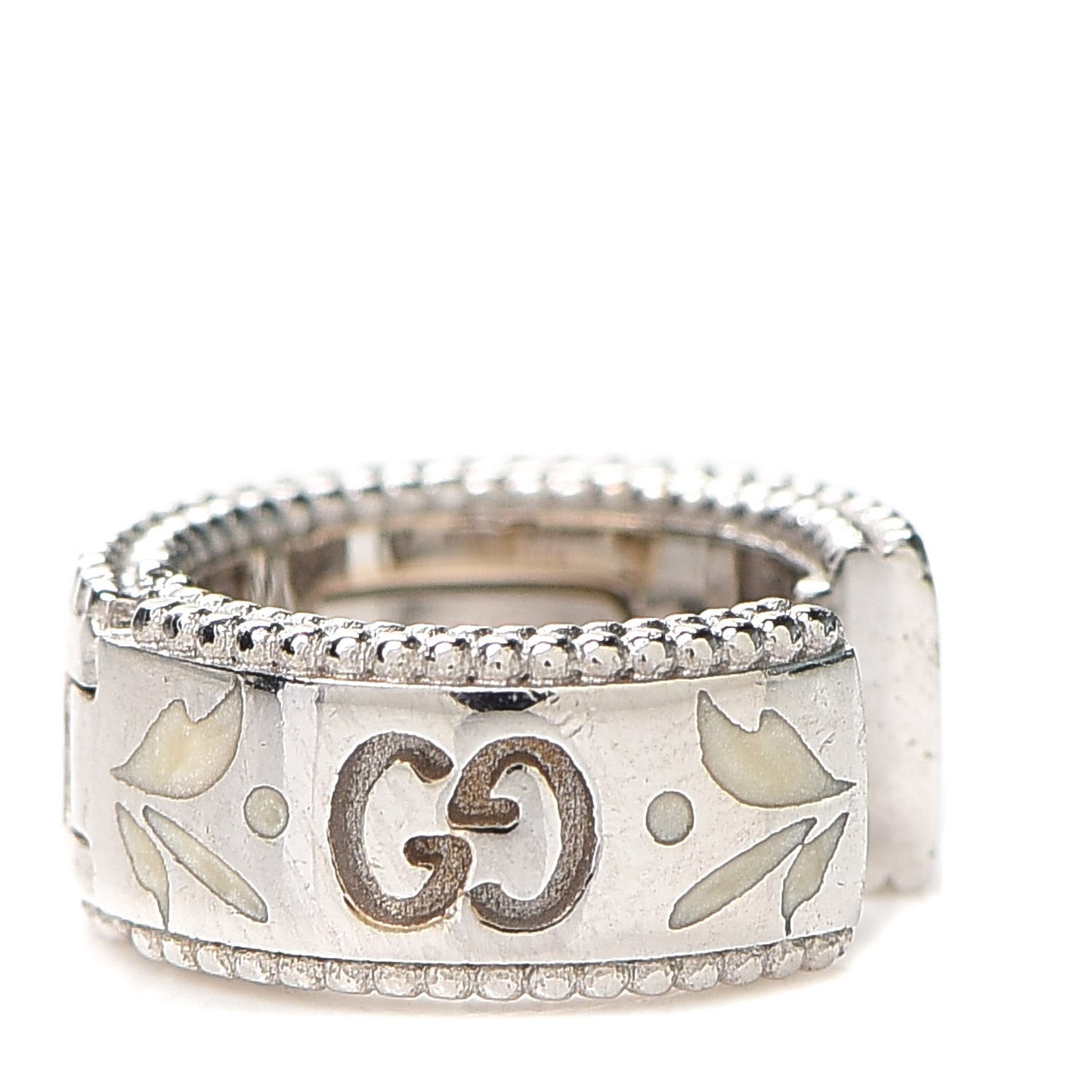 18K White Gold Enamel Blooms Single Ear Cuff Earring