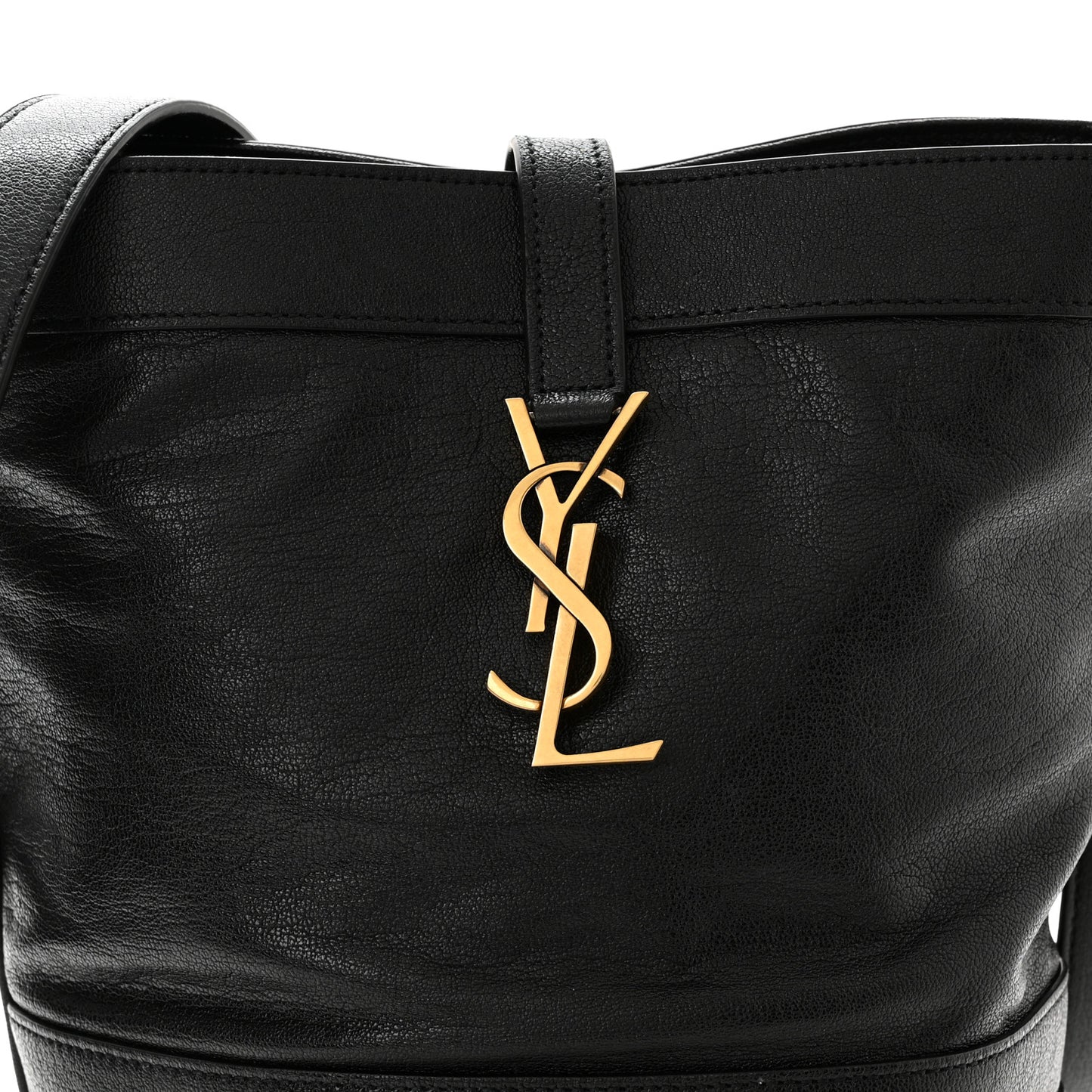 Lambskin Seau Fermoir Bucket Bag Black