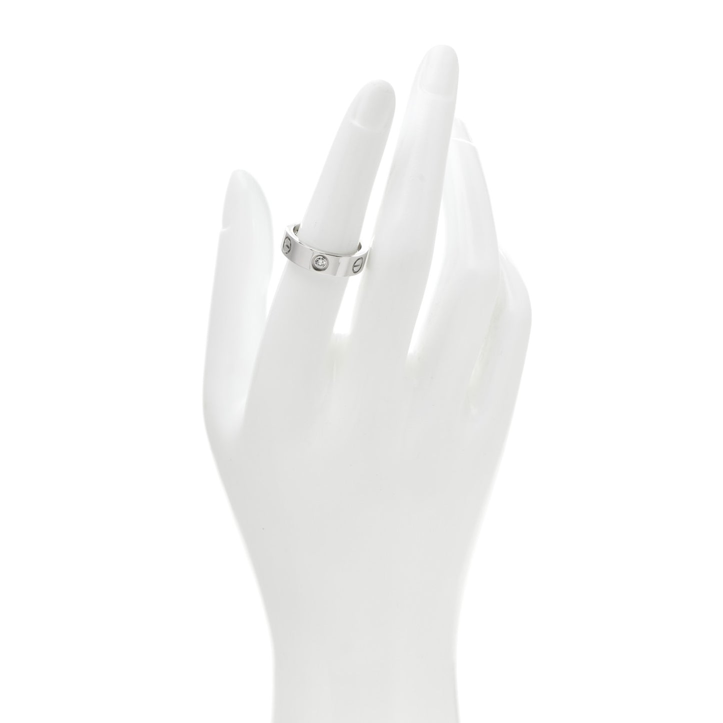 18K White Gold 3 Diamond 5.5mm LOVE Ring 53 6.5