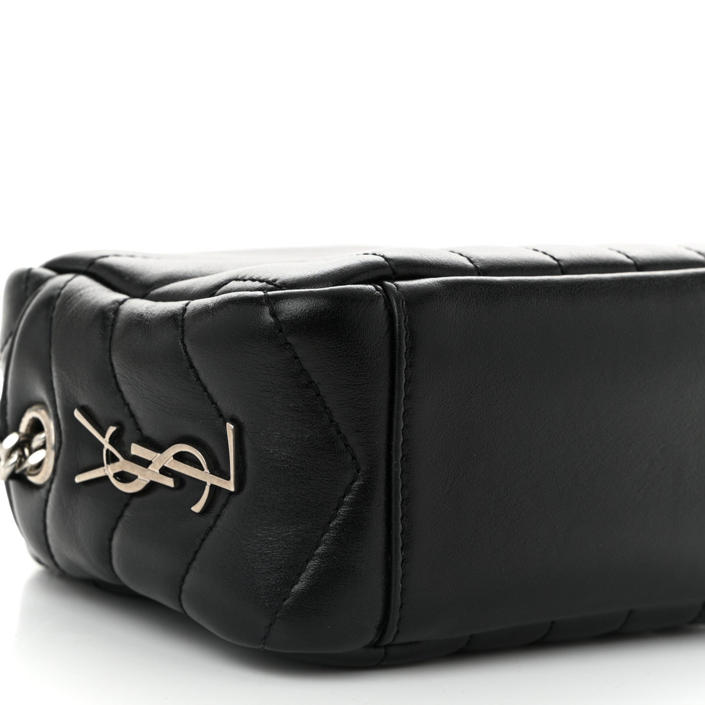 Calfskin Y Quilted Monogram Mini Loulou Bowling Bag Black