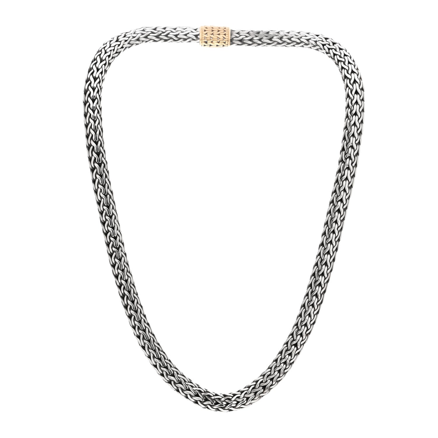 John Hardy Sterling Silver 18K Yellow Gold 7.5mm Classic Chain Necklace 3 of 4