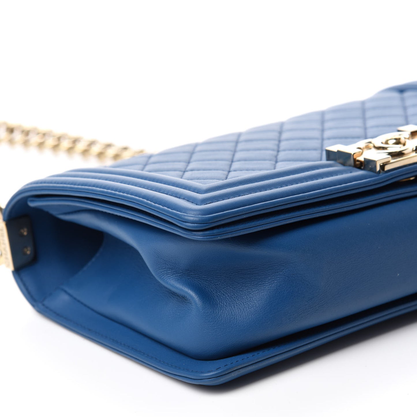 Calfskin Quilted Medium Boy Flap Blue