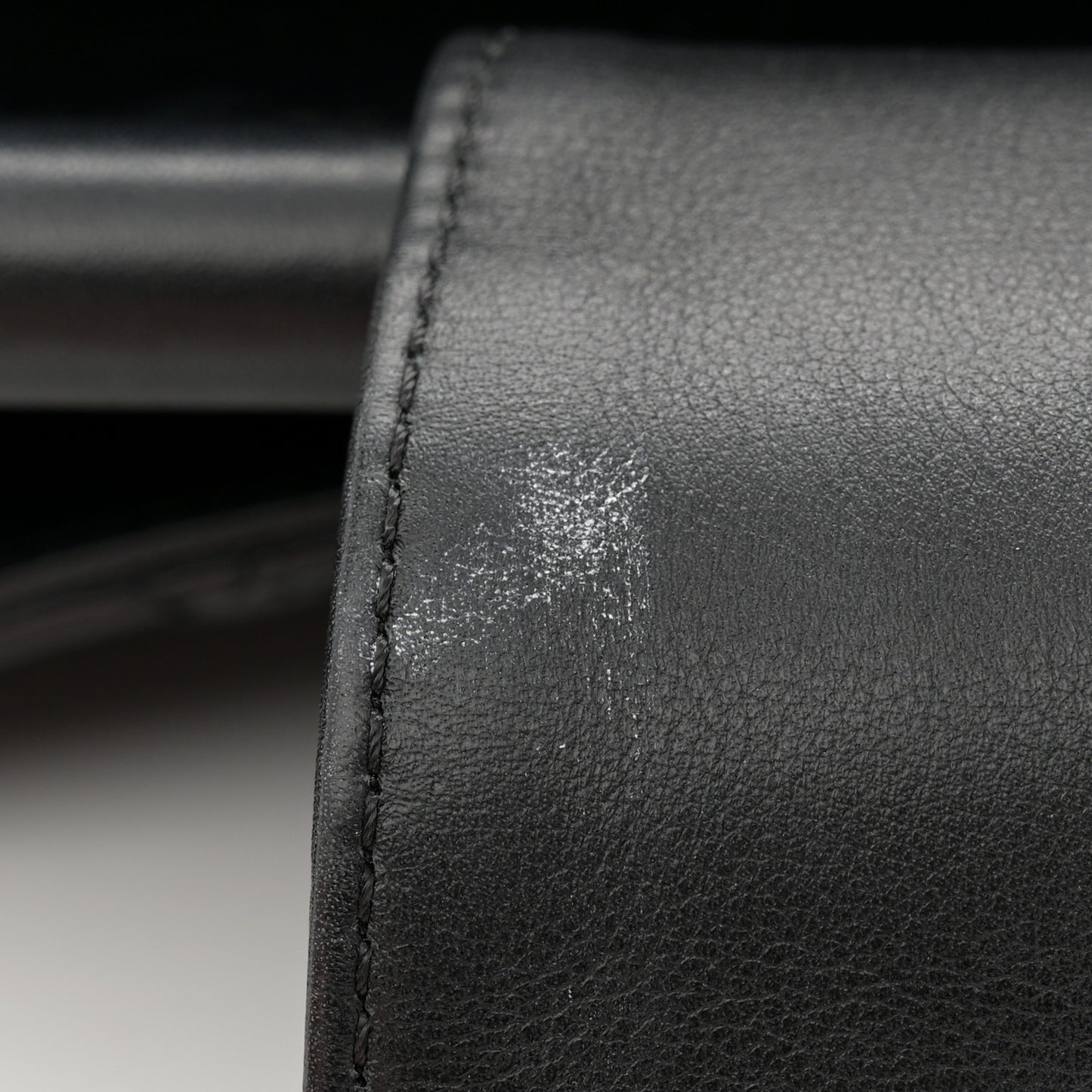 Glazed Calfskin Quilted Gold Bar Tote Black