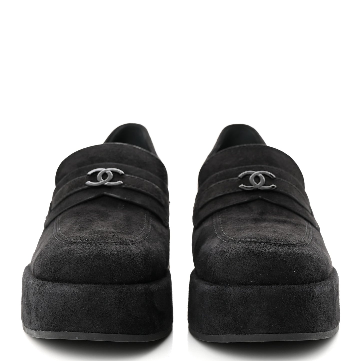Suede Kidskin CC Platform Loafers 38.5 Black