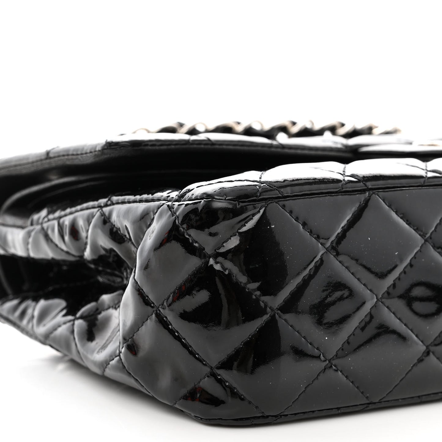 Patent Quilted Medium Double Flap Black