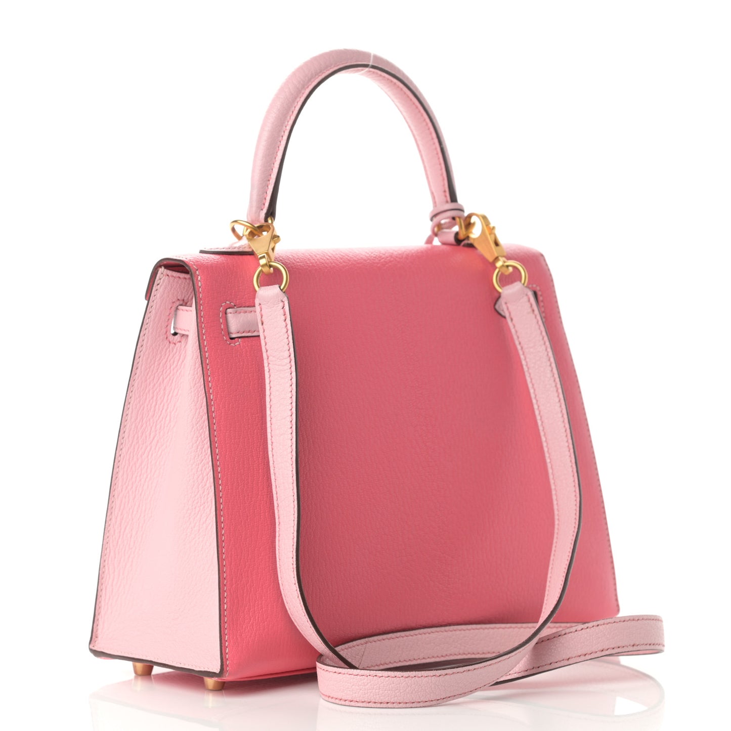 Chevre Bi-Color Horseshoe Kelly Sellier 25 Rose Lipstick Bubblegum