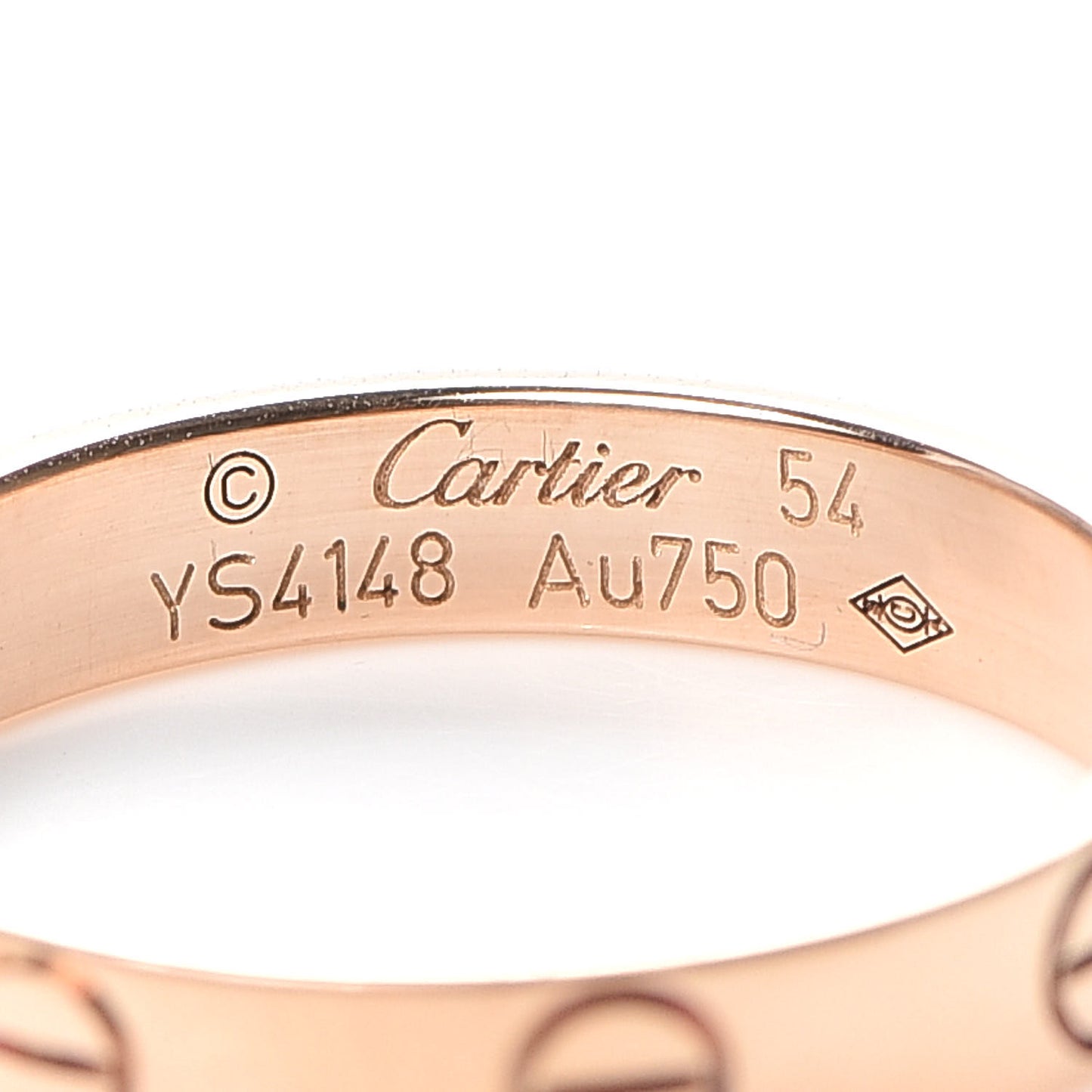 18K Pink Gold 3.5mm LOVE Wedding Band Ring 54 7