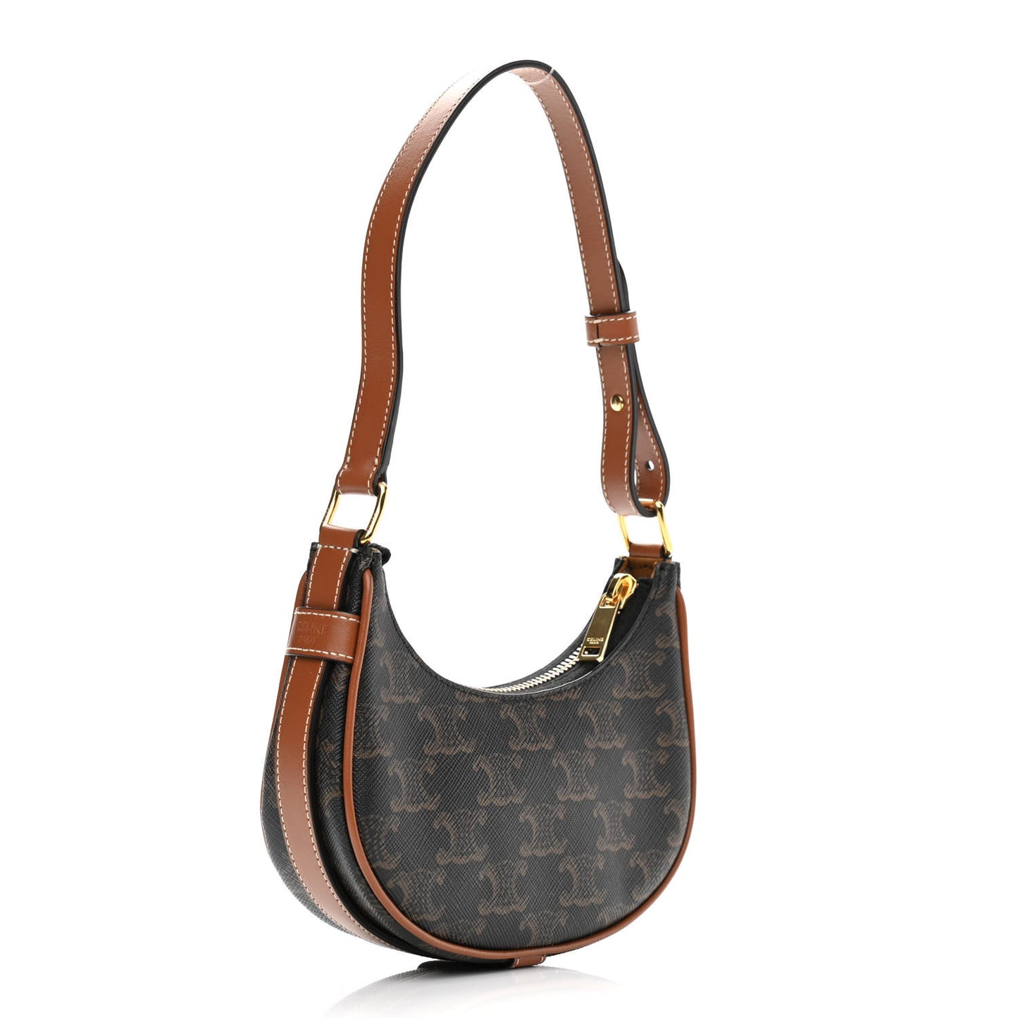 Canvas Calfskin Mini Ava Triomphe Shoulder Bag Tan