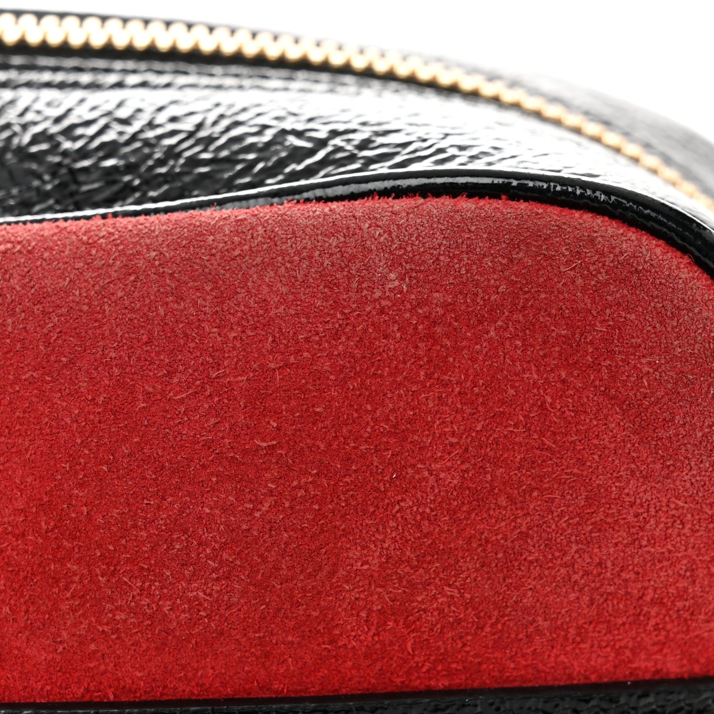 Suede Patent Web Small Ophidia Shoulder Bag Hibiscus Red Black
