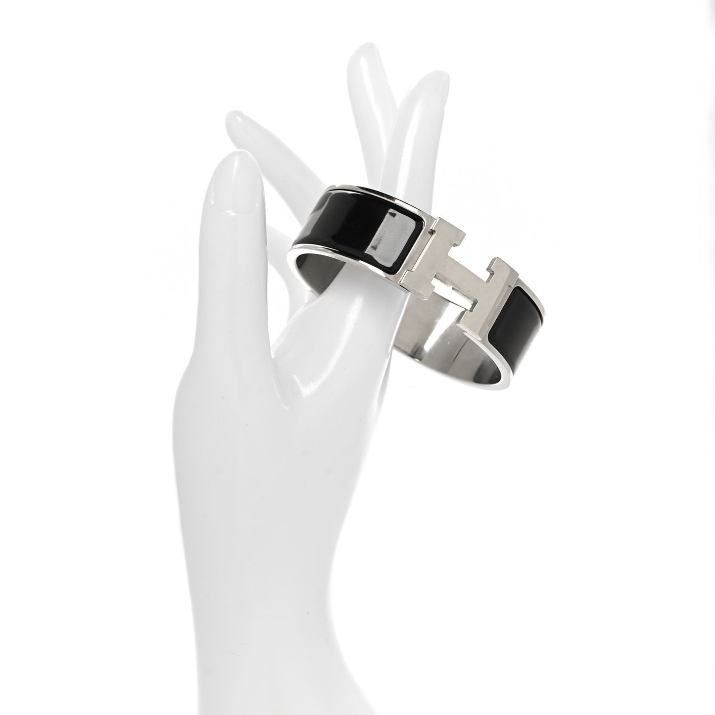 Enamel Wide Clic Clac H Bracelet GM Black
