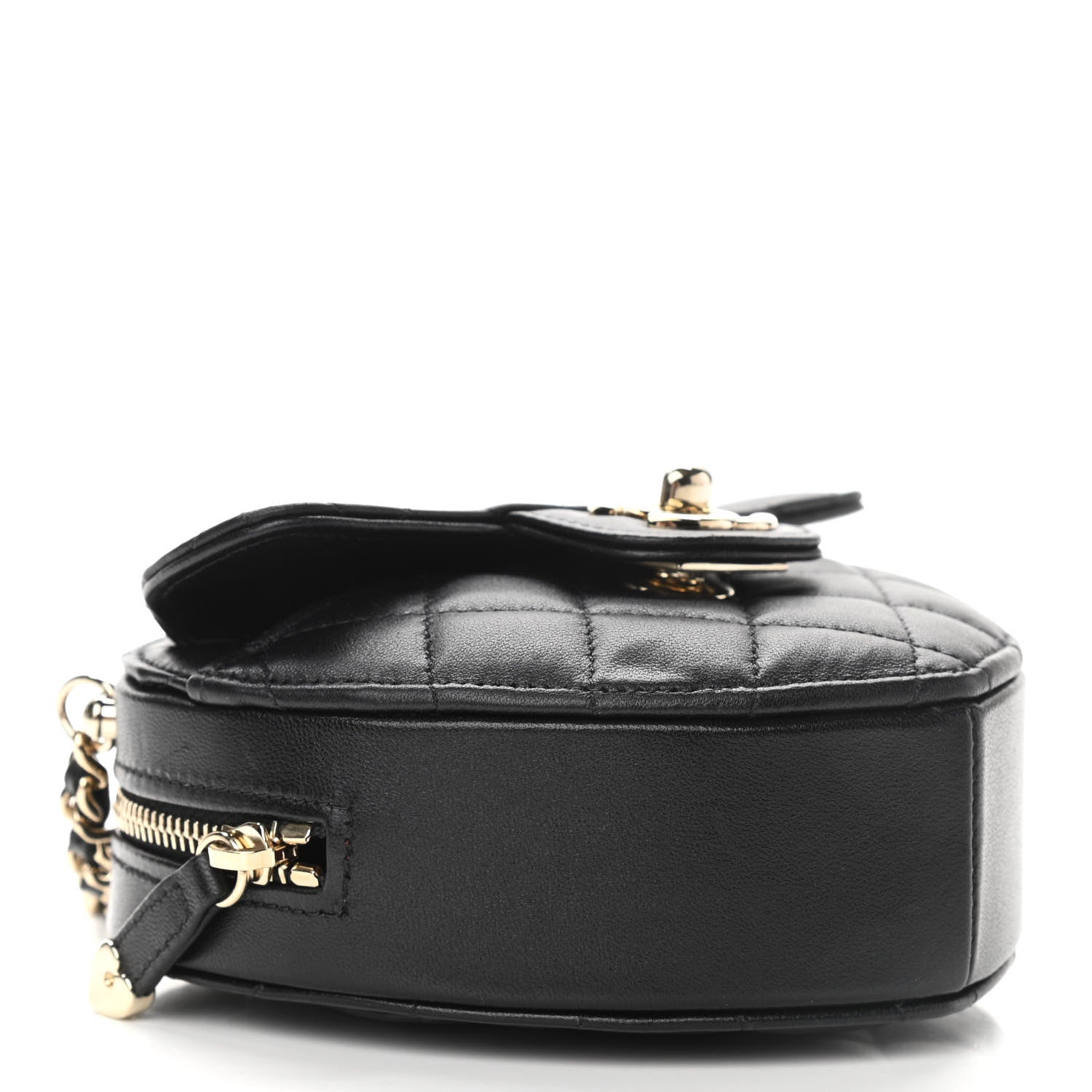 Chanel Lambskin Quilted CC In Love Heart Clutch With Chain Black 4 of 10